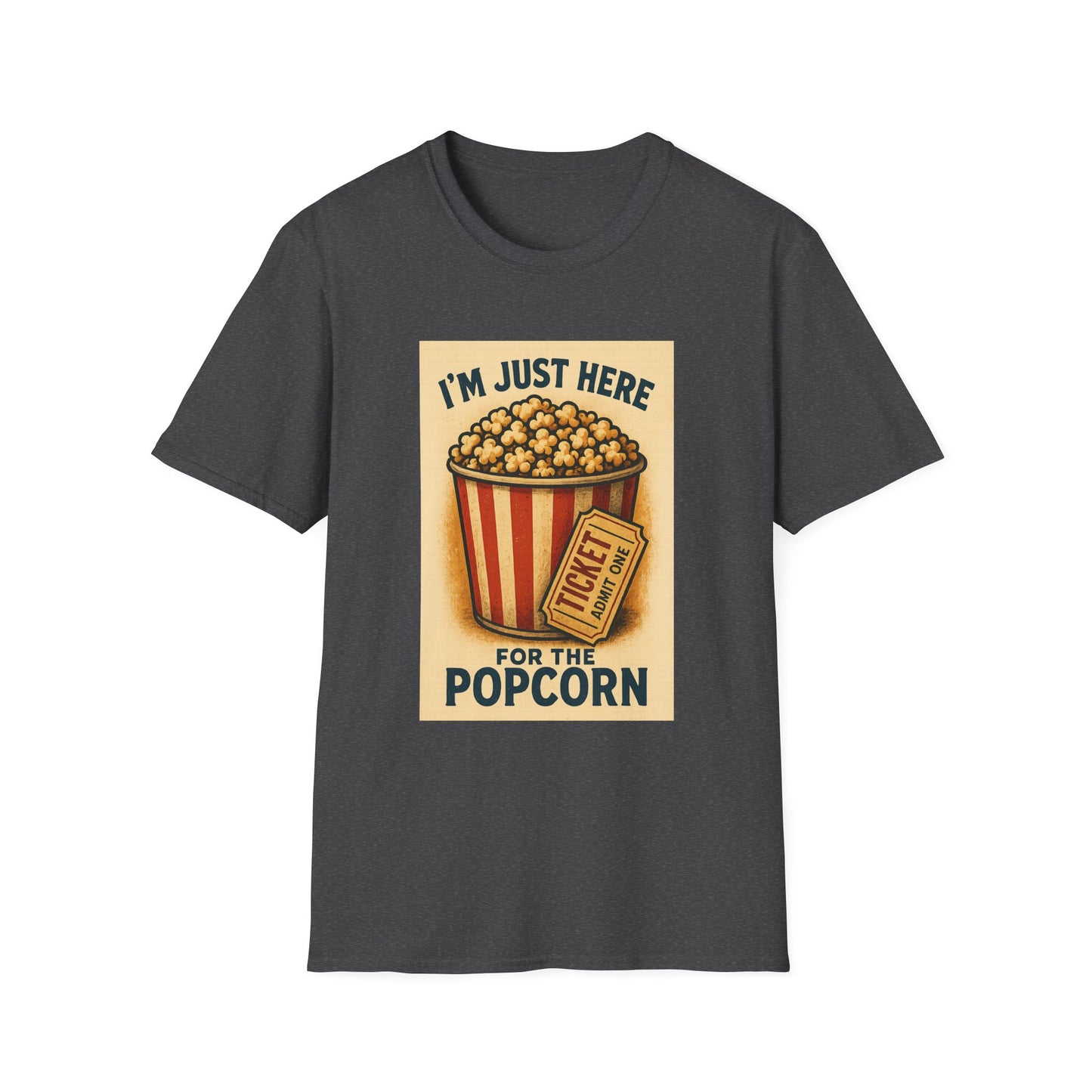 I’m Just Here for the Popcorn Shirt – Funny Movie Night Tee – Retro Popcorn Bucket T-Shirt for Theater & Film Fans