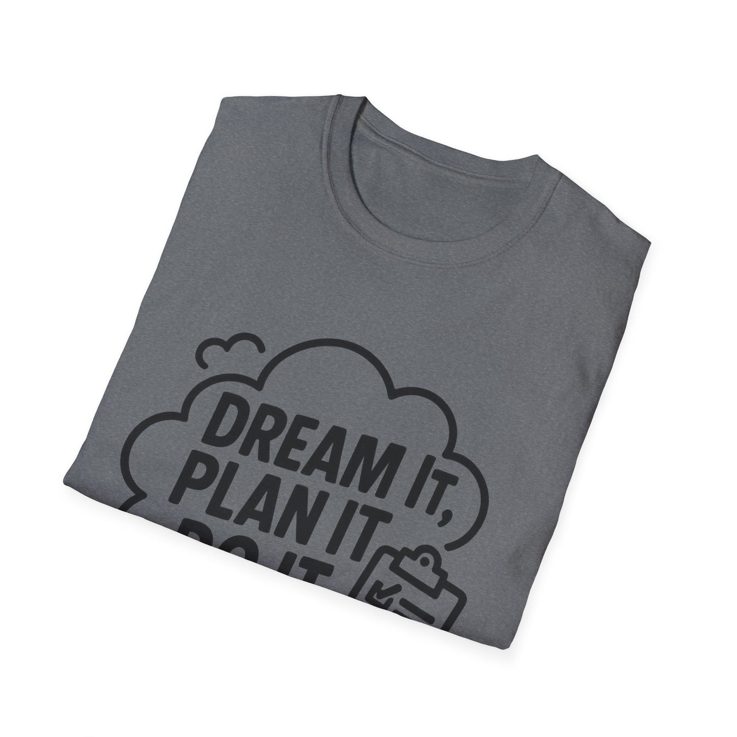 Dream It Plan It Do It T-Shirt – Inspirational Checklist Cloud Graphic Motivational Tee