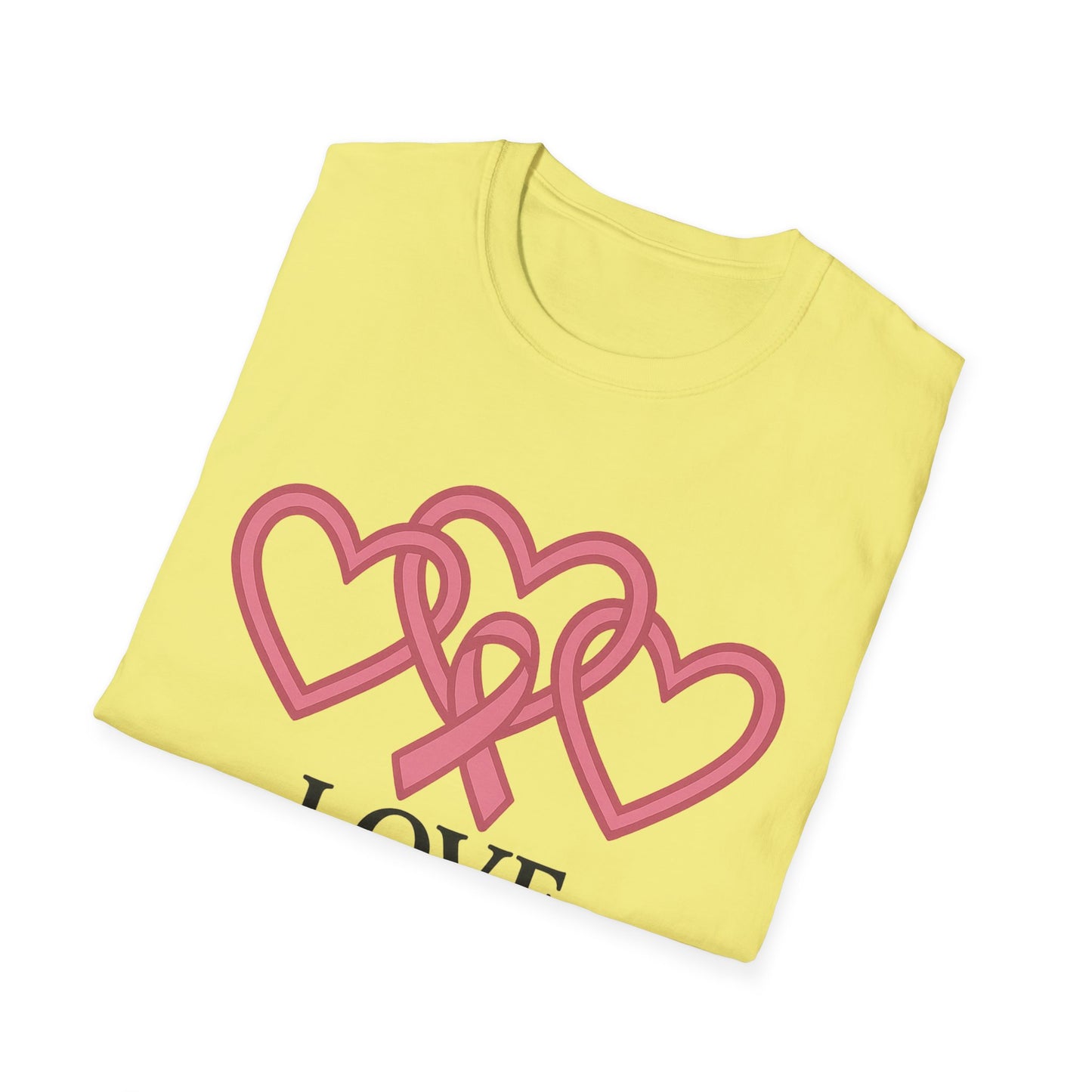 Love Support Cure Shirt | Breast Cancer Awareness Pink Ribbon Hearts Tee | Survivor Fighter Support Hope T-Shirt October Month