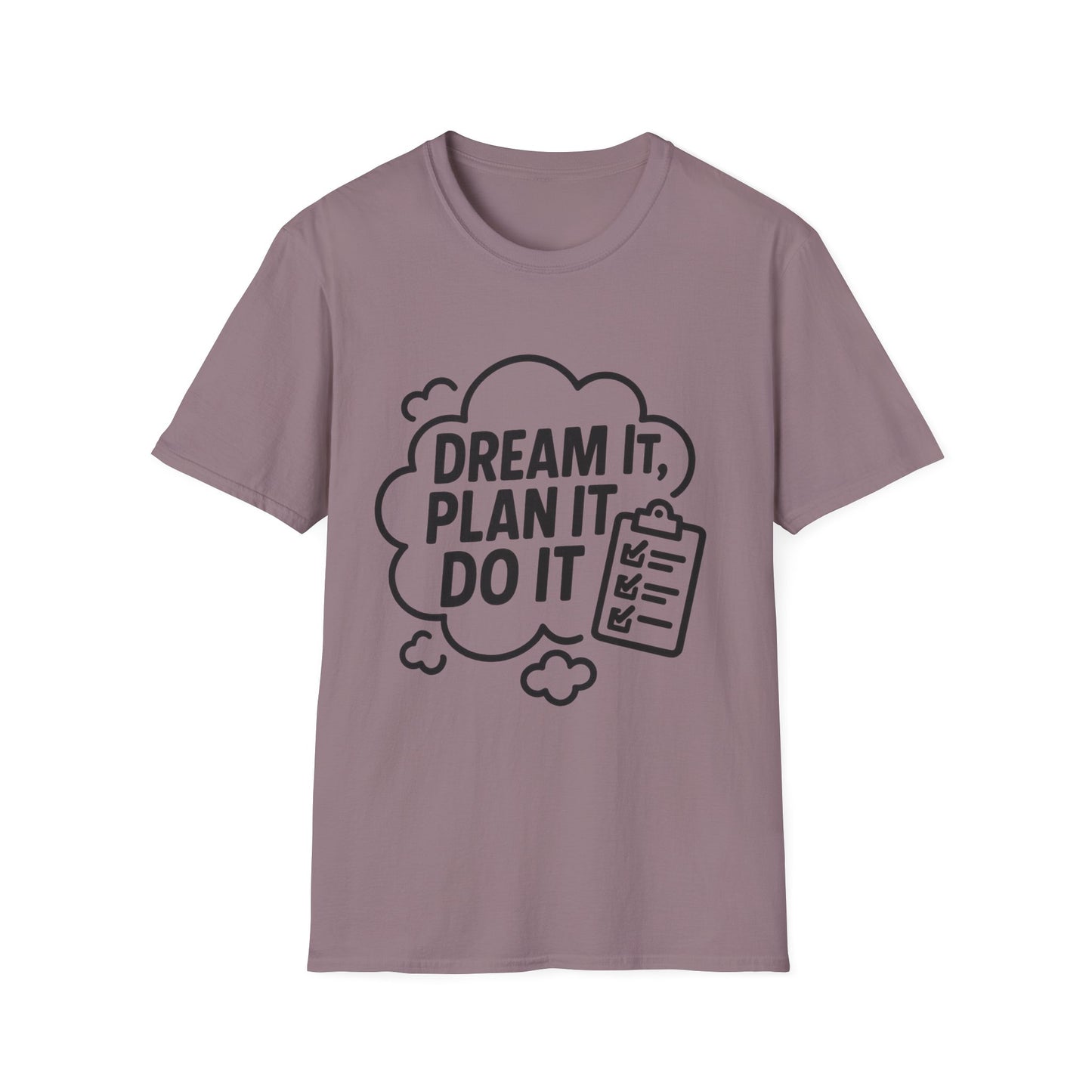 Dream It Plan It Do It T-Shirt – Inspirational Checklist Cloud Graphic Motivational Tee