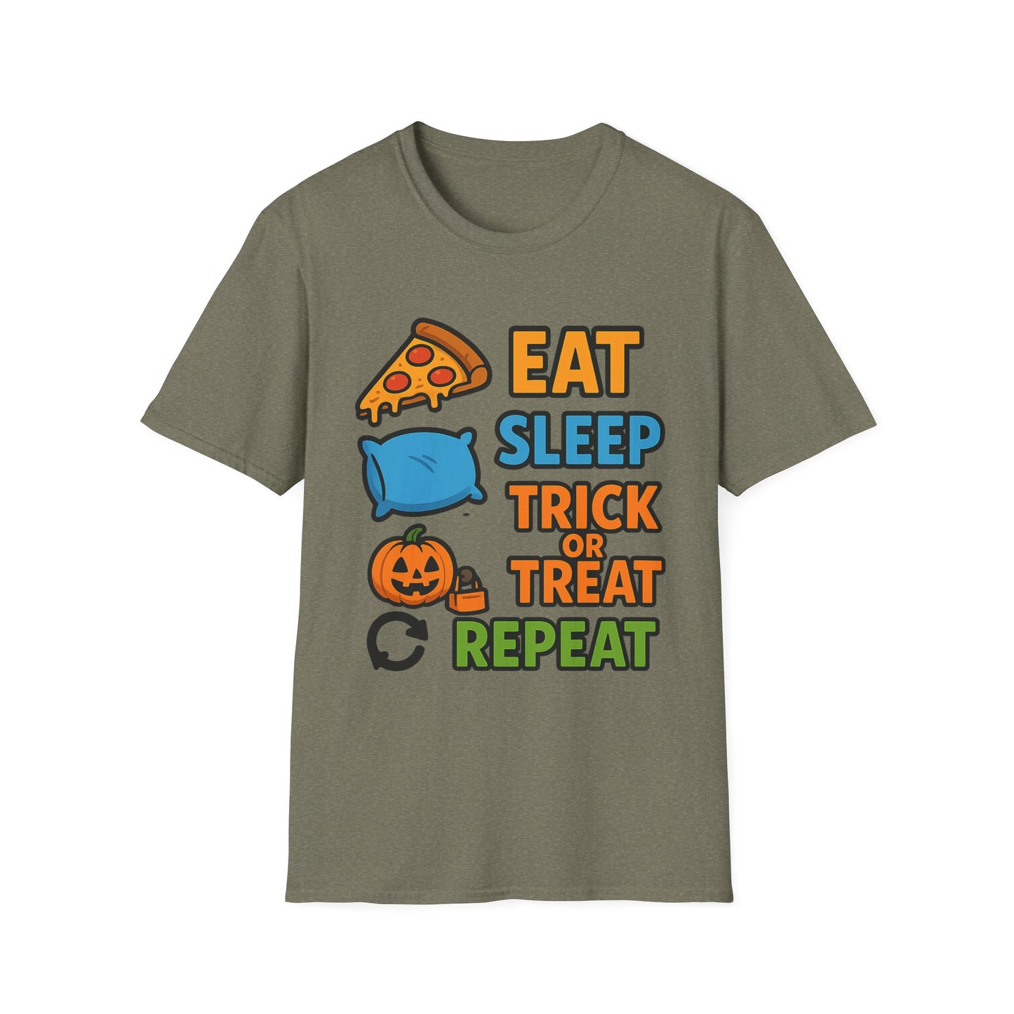 Eat Sleep Trick or Treat Repeat Shirt – Funny Halloween Candy Tee