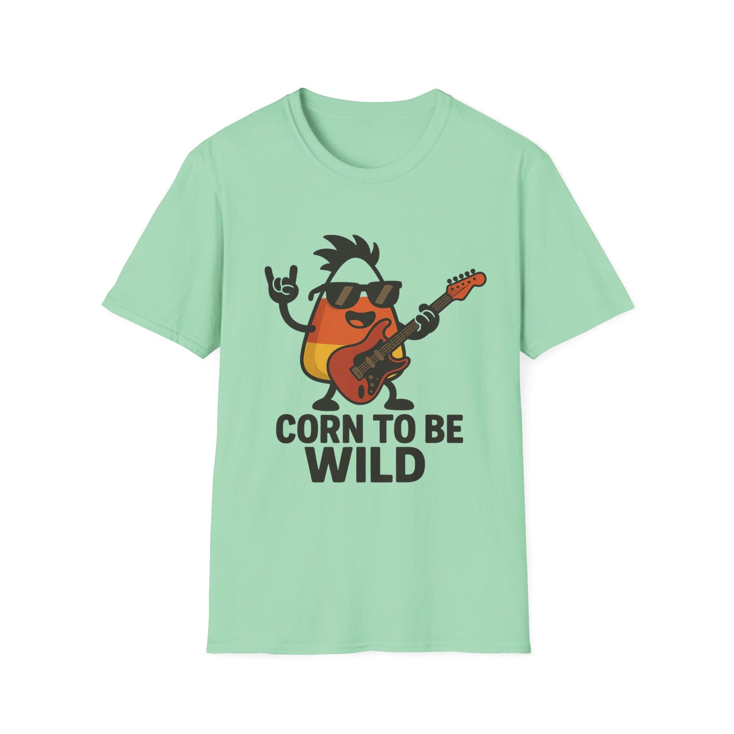 Corn to Be Wild Guitar Shirt – Rock n’ Roll Candy Corn Graphic Tee, Funny Halloween Band Top