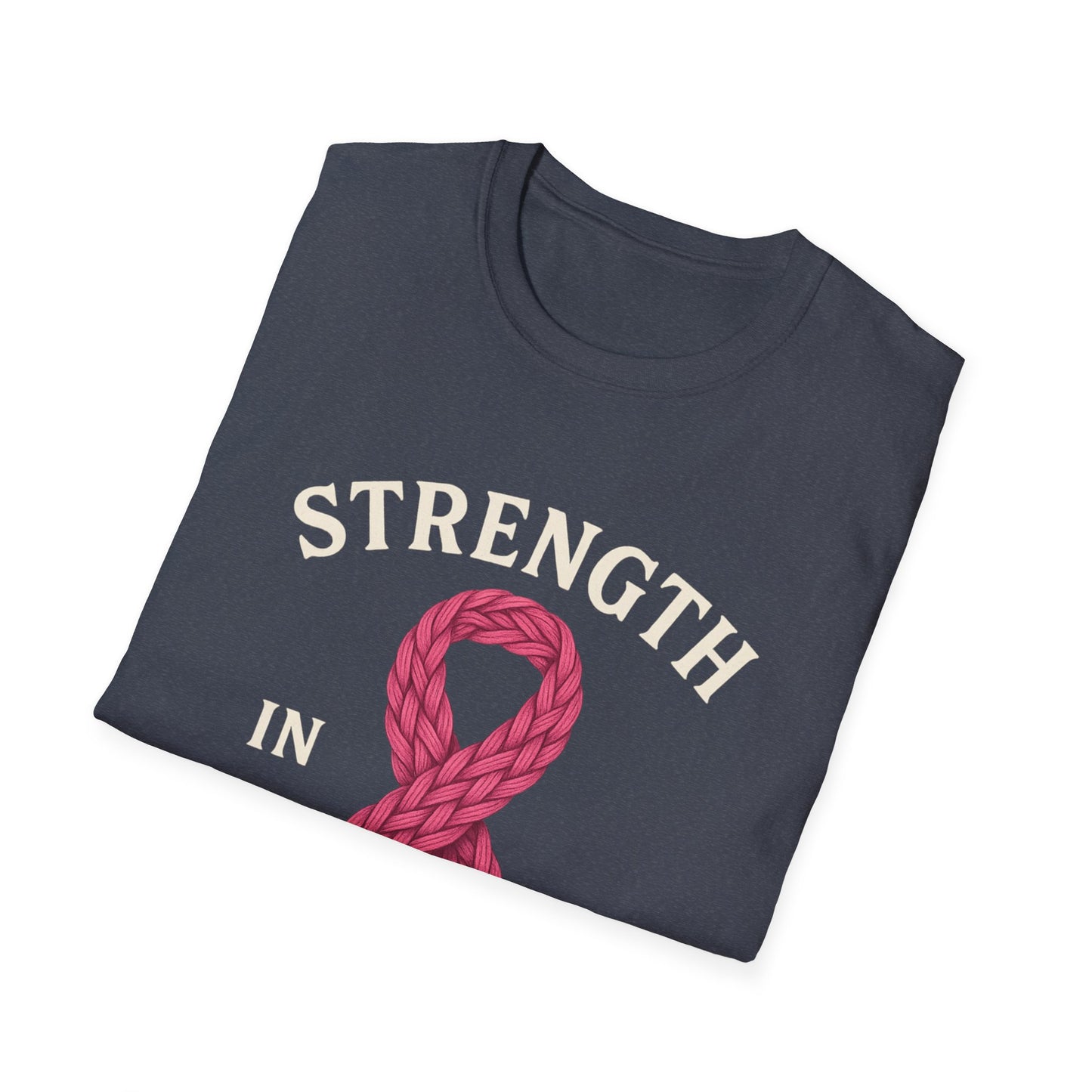 Strength in Every Stitch Shirt | Breast Cancer Awareness Pink Ribbon Tee | Knitting Crochet Support Survivor Fighter T-Shirt