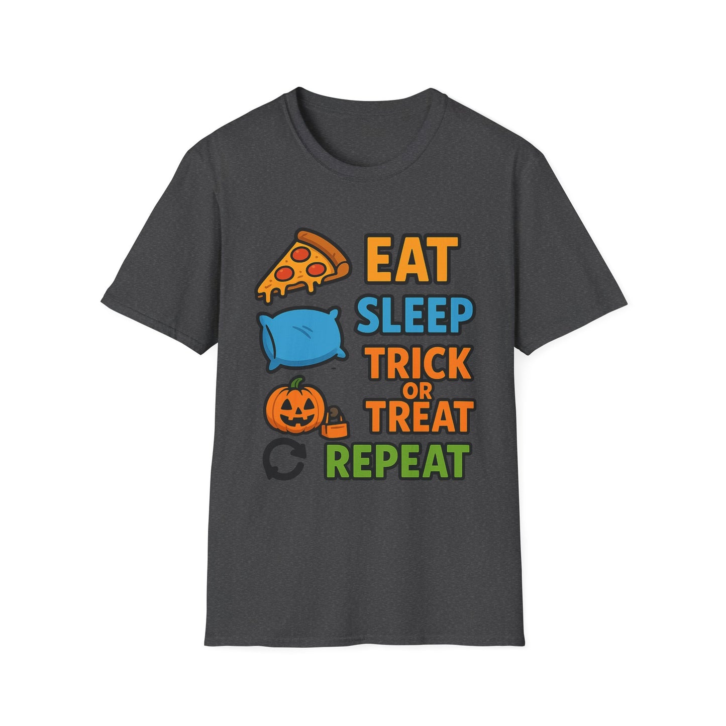Eat Sleep Trick or Treat Repeat Shirt – Funny Halloween Candy Tee