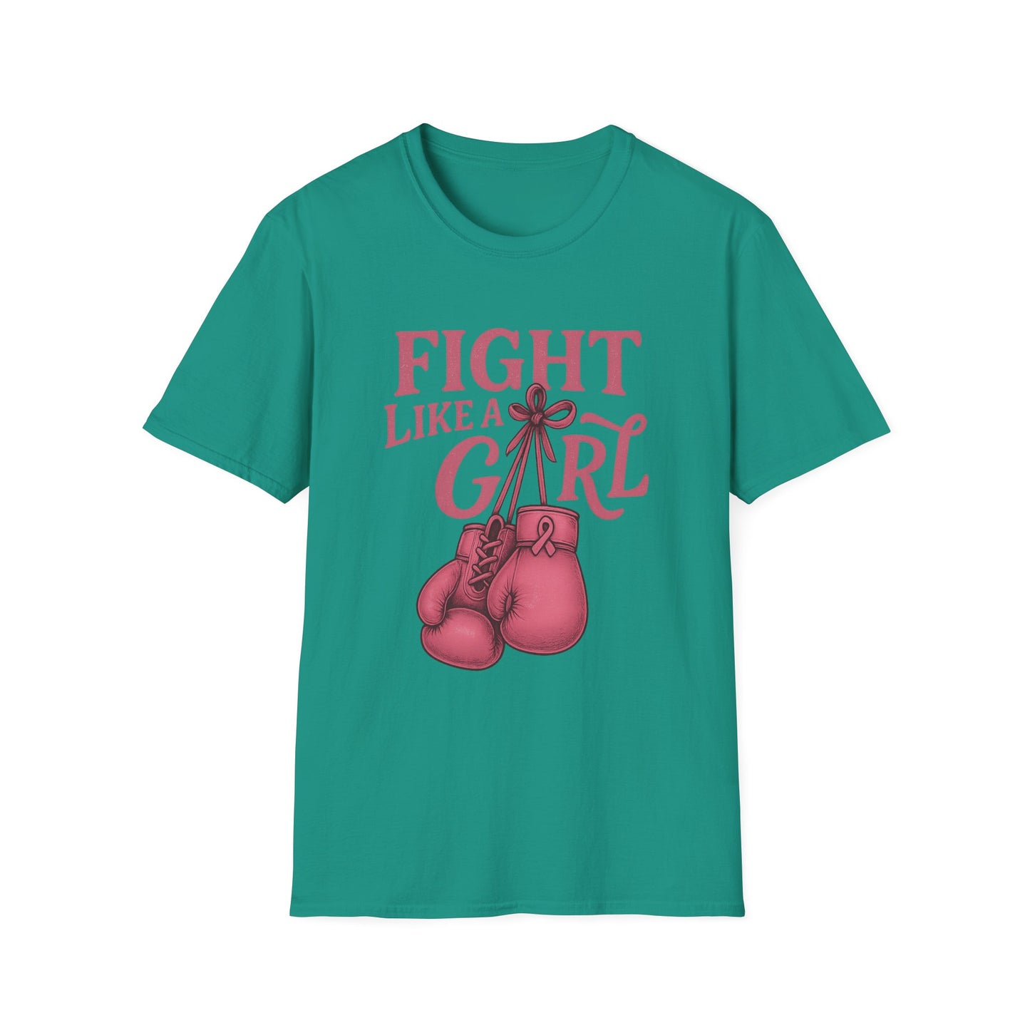 Fight Like a Girl Shirt | Breast Cancer Awareness Boxing Gloves Tee | Pink Ribbon Strength Support T-Shirt Survivor Fighter
