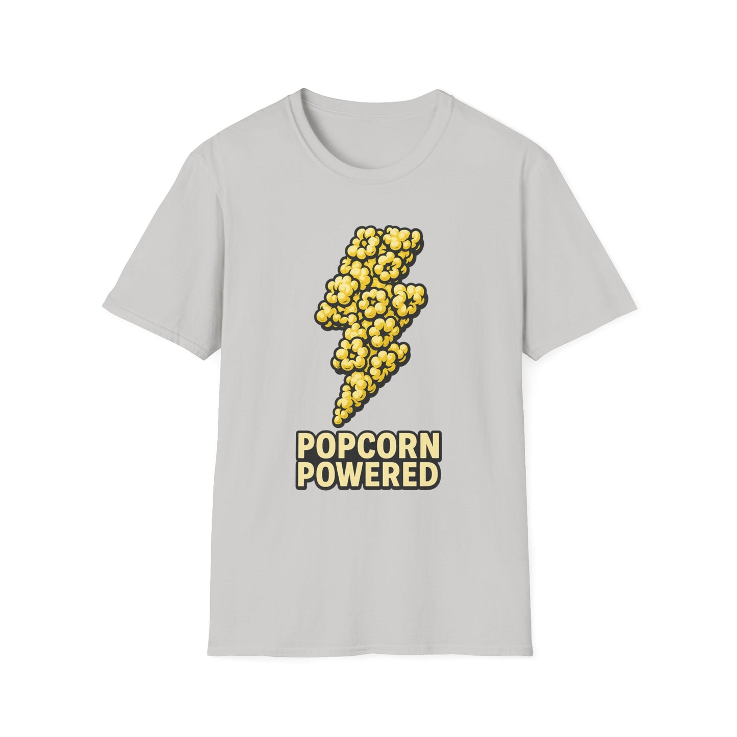 Popcorn Powered Shirt – Funny Movie Snack Tee – Retro Popcorn Lover T-Shirt for Cinema Nights & Foodie Fans