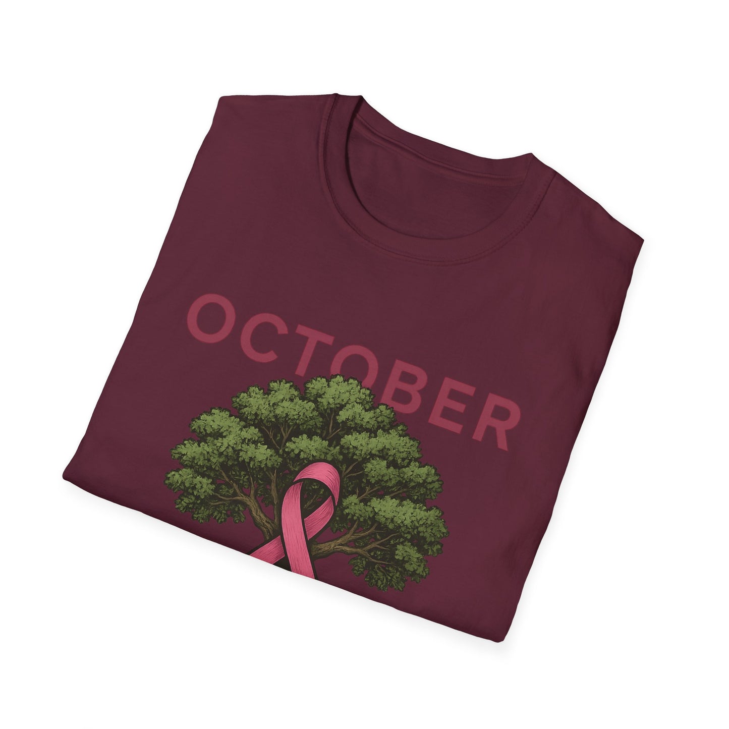 October Strong Shirt | Breast Cancer Awareness Pink Ribbon Tree Tee | Survivor Fighter Support T-Shirt Hope Strength Courage
