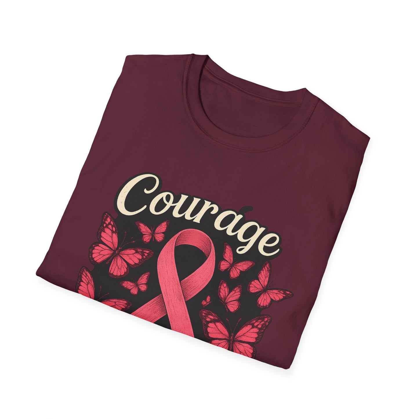 Courage Is Contagious Shirt | Breast Cancer Awareness Pink Ribbon Tee | Butterfly Hope Support Survivor Fighter T-Shirt October