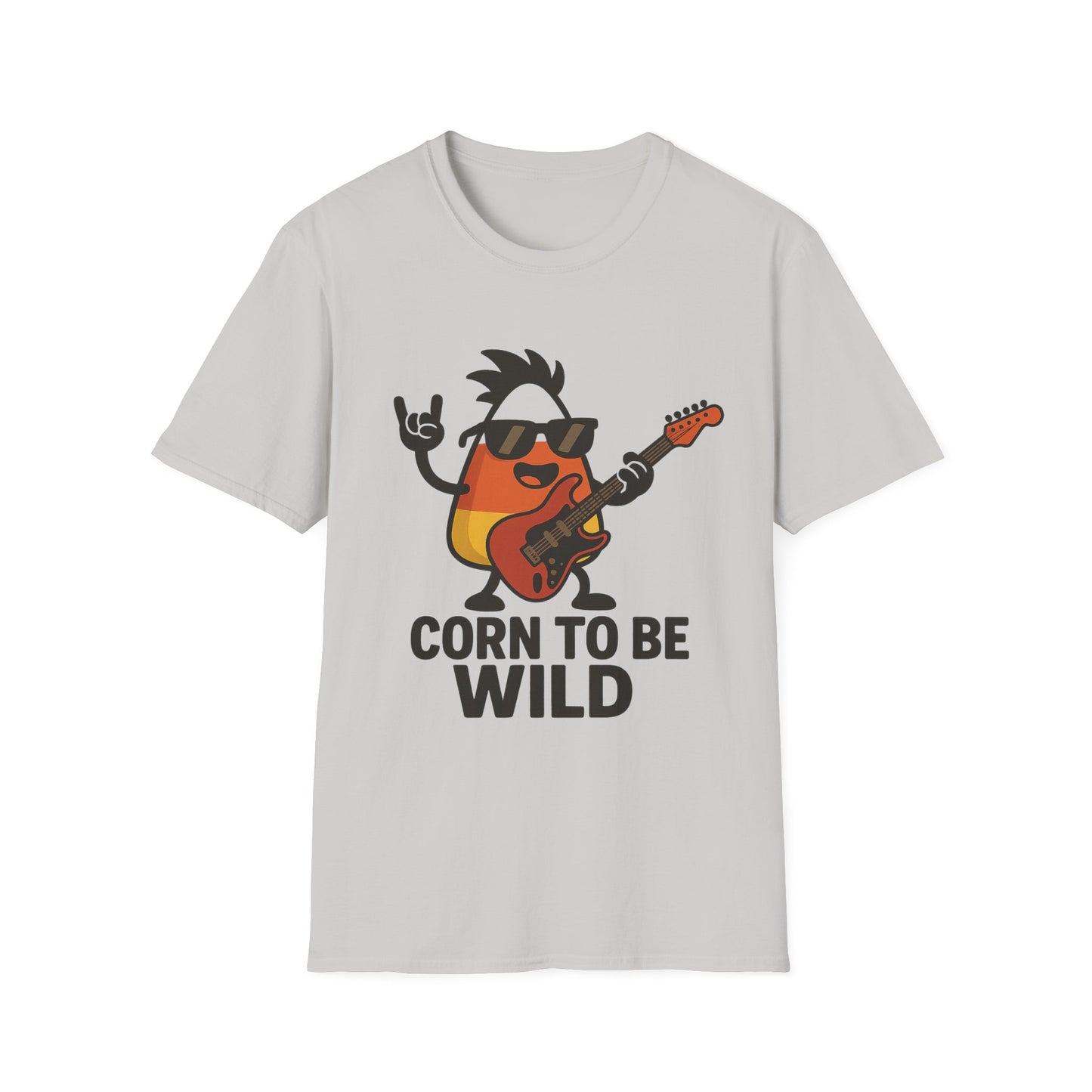 Corn to Be Wild Guitar Shirt – Rock n’ Roll Candy Corn Graphic Tee, Funny Halloween Band Top