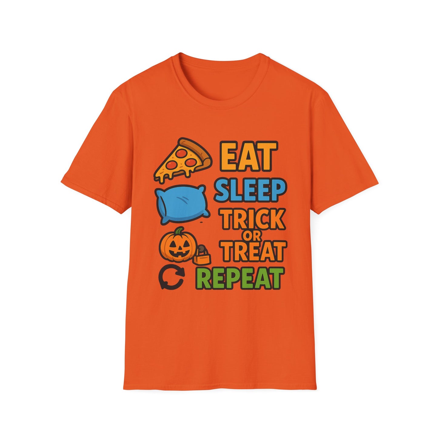 Eat Sleep Trick or Treat Repeat Shirt – Funny Halloween Candy Tee