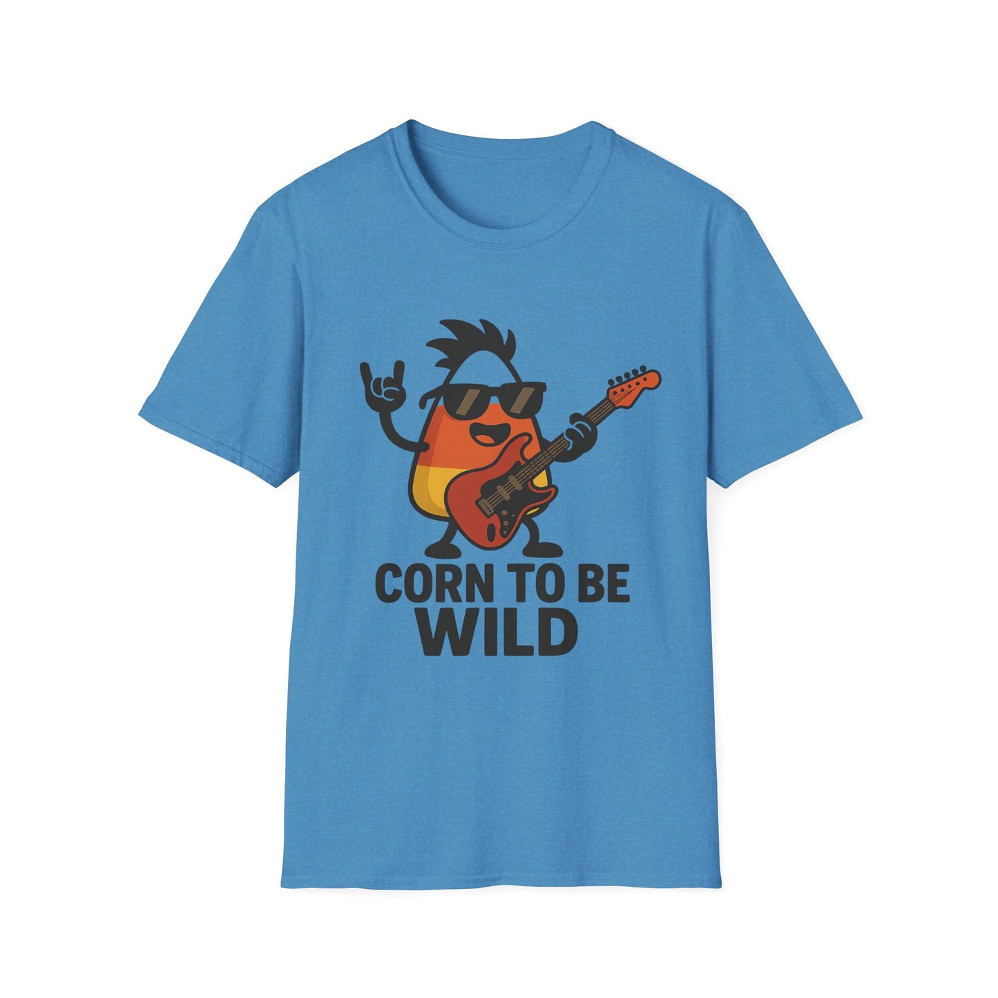 Corn to Be Wild Guitar Shirt – Rock n’ Roll Candy Corn Graphic Tee, Funny Halloween Band Top