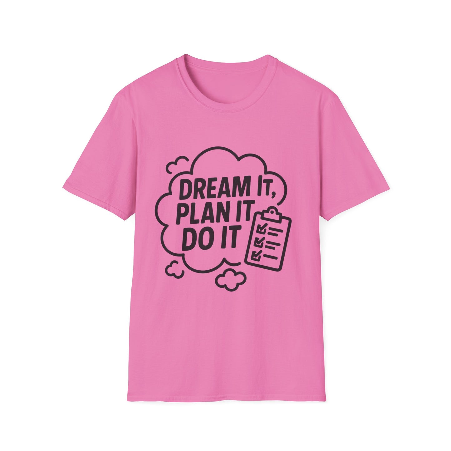 Dream It Plan It Do It T-Shirt – Inspirational Checklist Cloud Graphic Motivational Tee