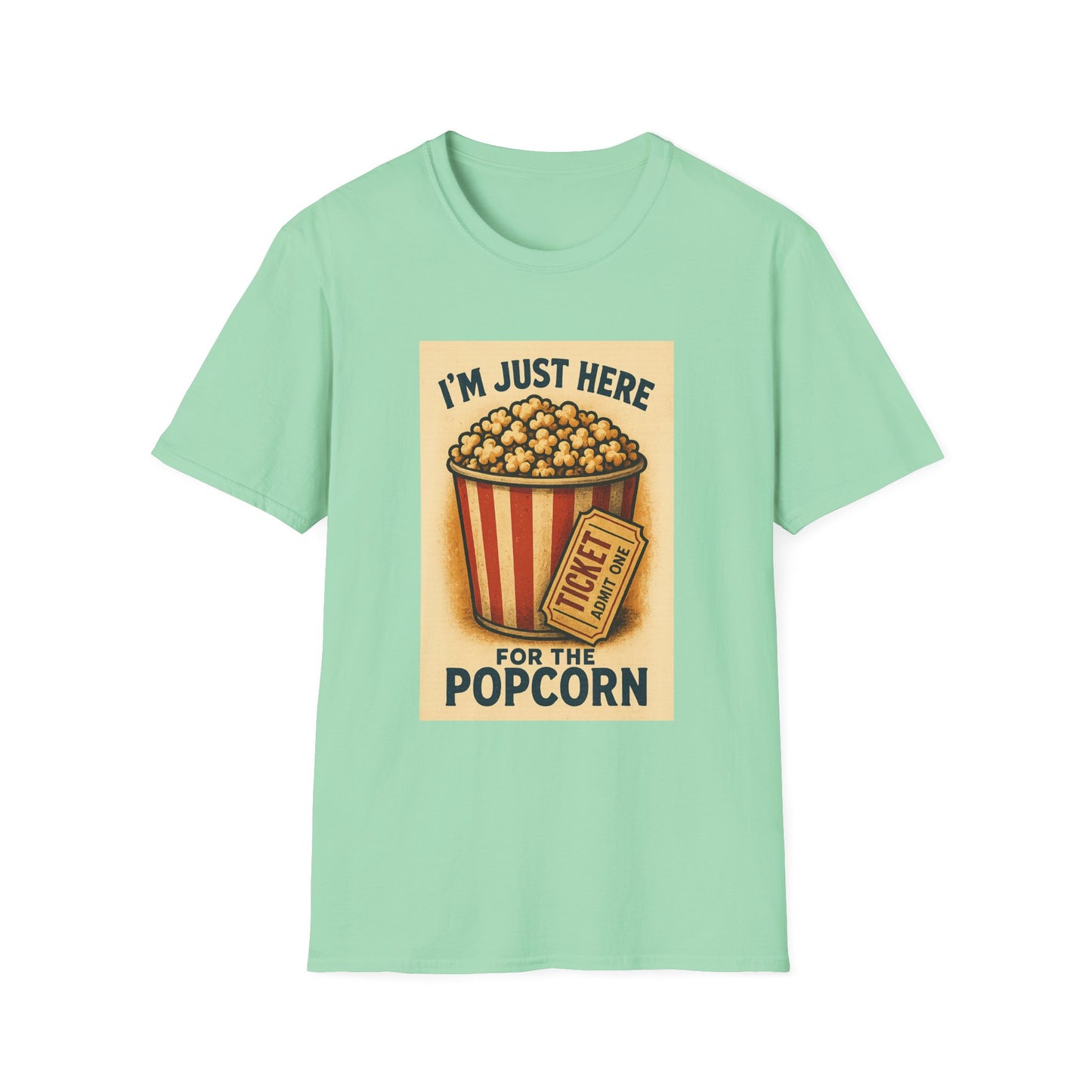 I’m Just Here for the Popcorn Shirt – Funny Movie Night Tee – Retro Popcorn Bucket T-Shirt for Theater & Film Fans