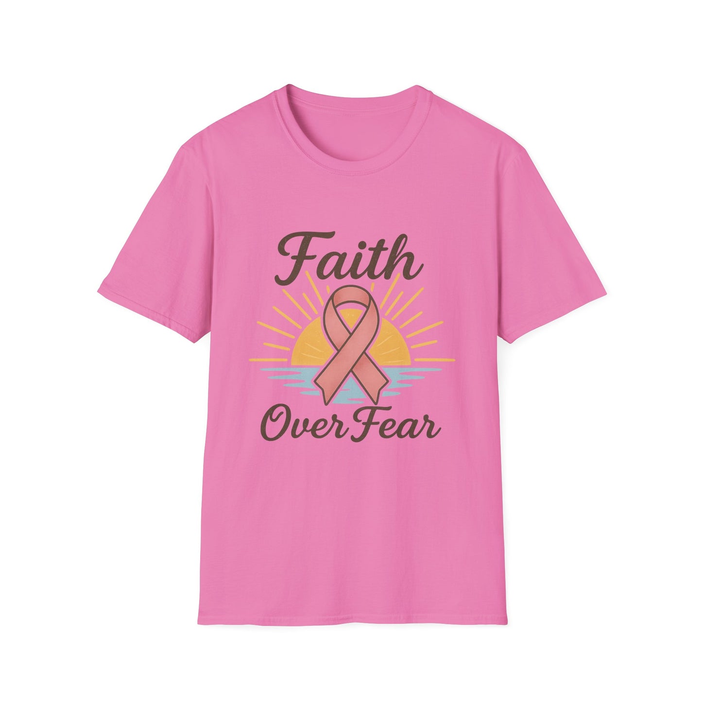 Faith Over Fear Shirt | Breast Cancer Awareness Pink Ribbon Tee | Inspirational Hope Support Survivor Fighter T-Shirt October