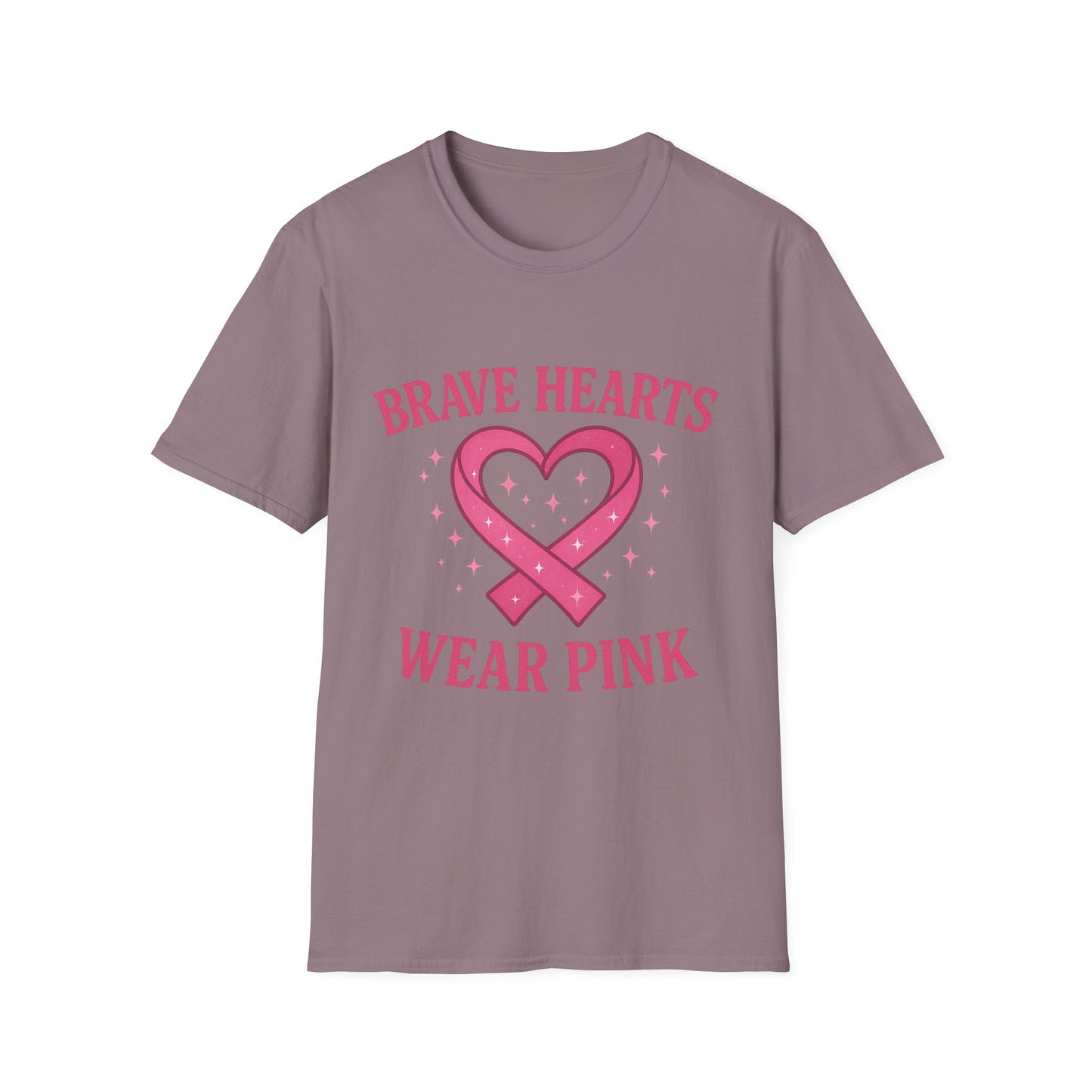 Brave Hearts Wear Pink Shirt | Breast Cancer Awareness Heart Ribbon Tee | Survivor Fighter Support Hope T-Shirt October Strong