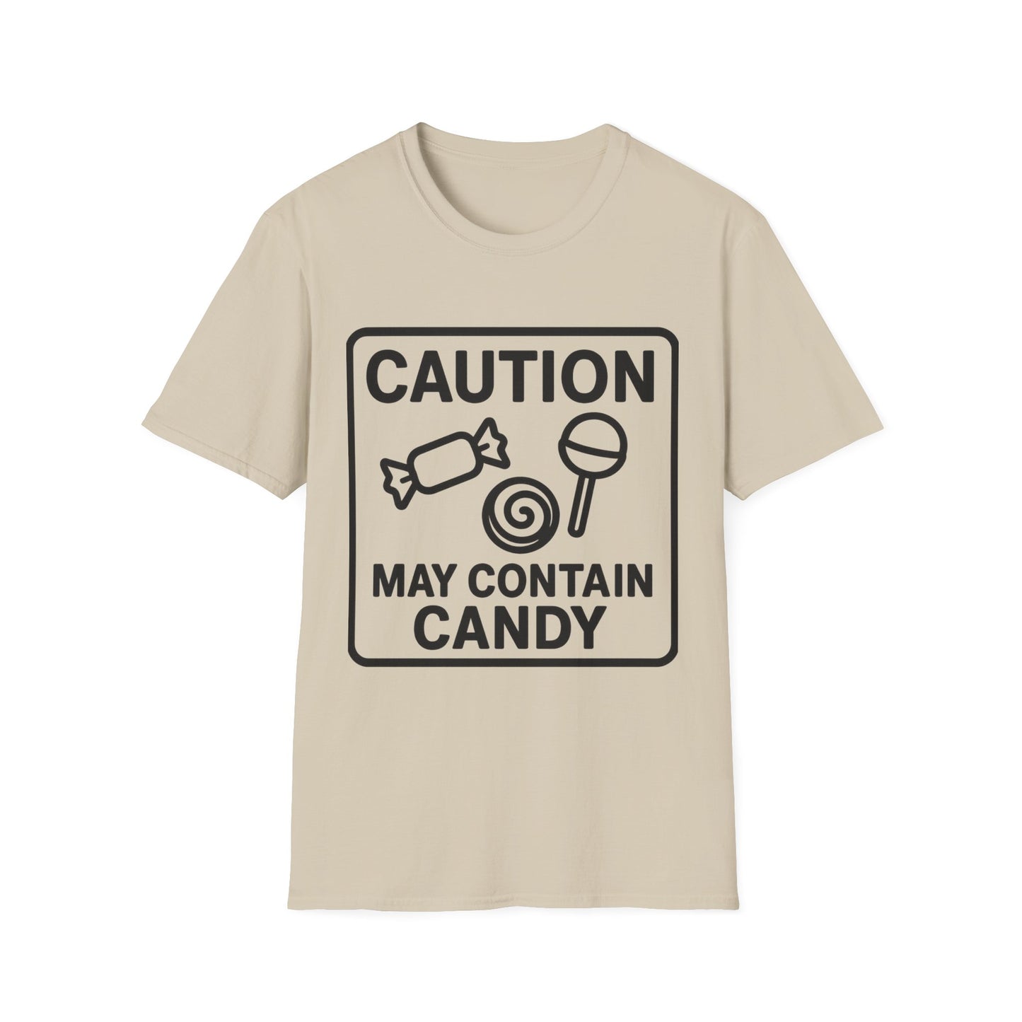 Caution May Contain Candy Shirt – Funny Trick or Treat Warning Tee