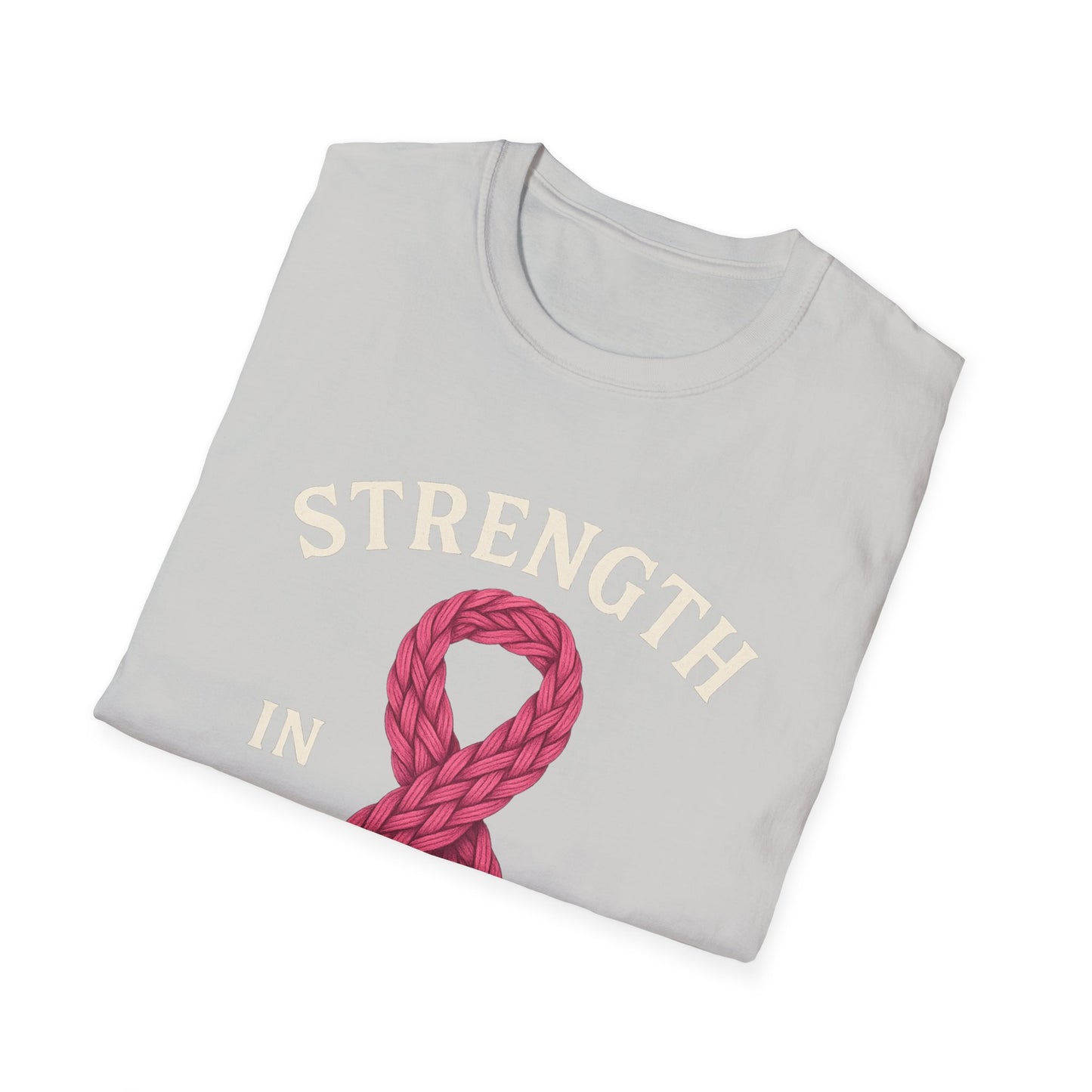 Strength in Every Stitch Shirt | Breast Cancer Awareness Pink Ribbon Tee | Knitting Crochet Support Survivor Fighter T-Shirt