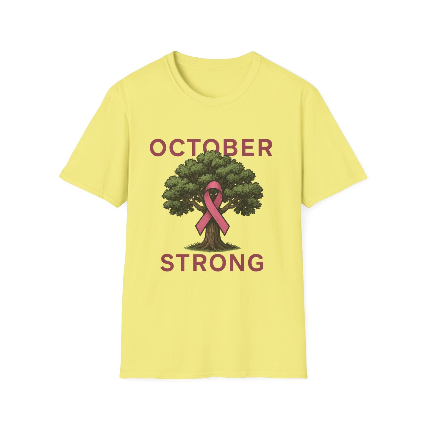 October Strong Shirt | Breast Cancer Awareness Pink Ribbon Tree Tee | Survivor Fighter Support T-Shirt Hope Strength Courage