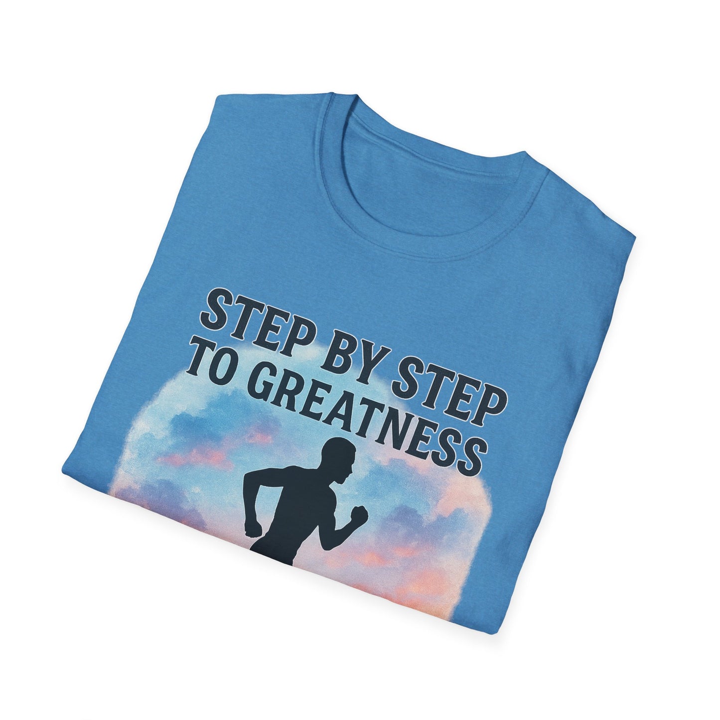 Step by Step to Greatness T-Shirt – Runner Silhouette Motivational Fitness Tee