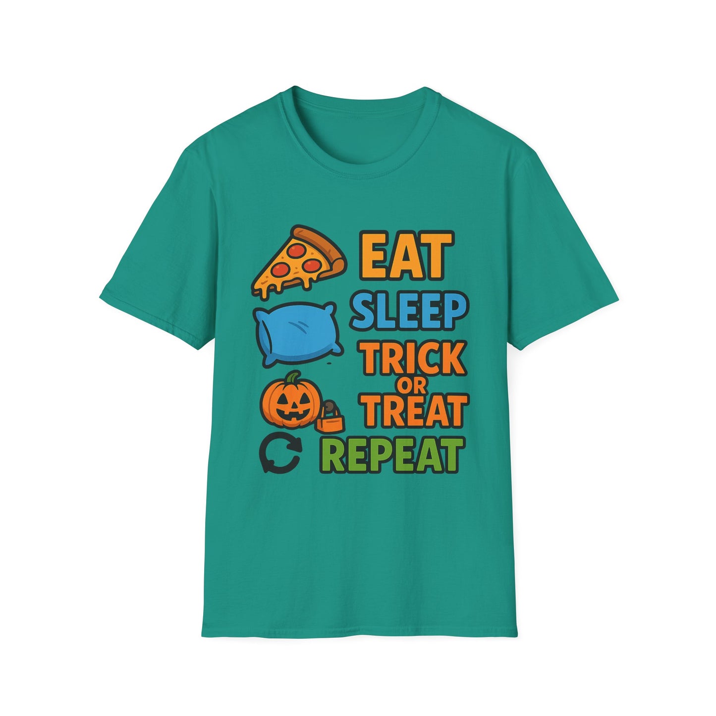 Eat Sleep Trick or Treat Repeat Shirt – Funny Halloween Candy Tee