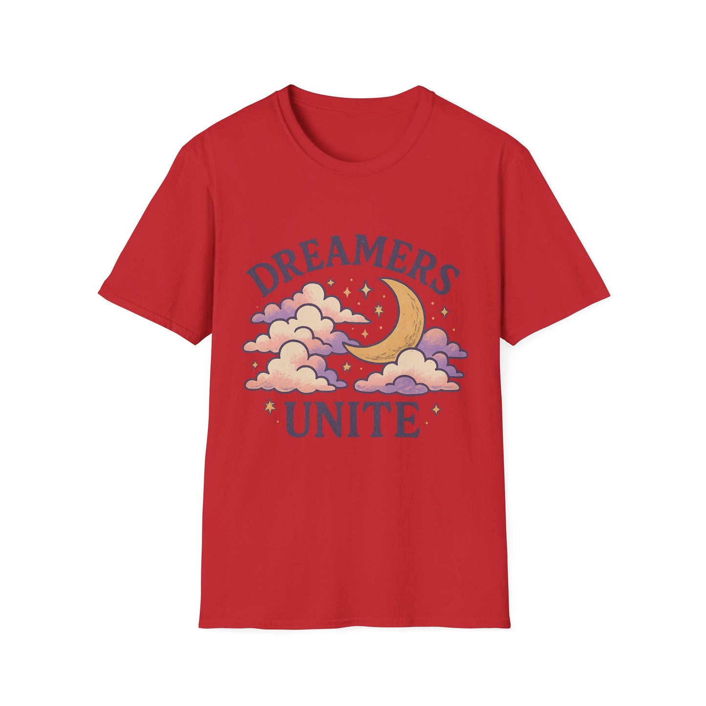Dreamers Unite T-Shirt – Whimsical Moon & Clouds Inspirational Dreamer Tee