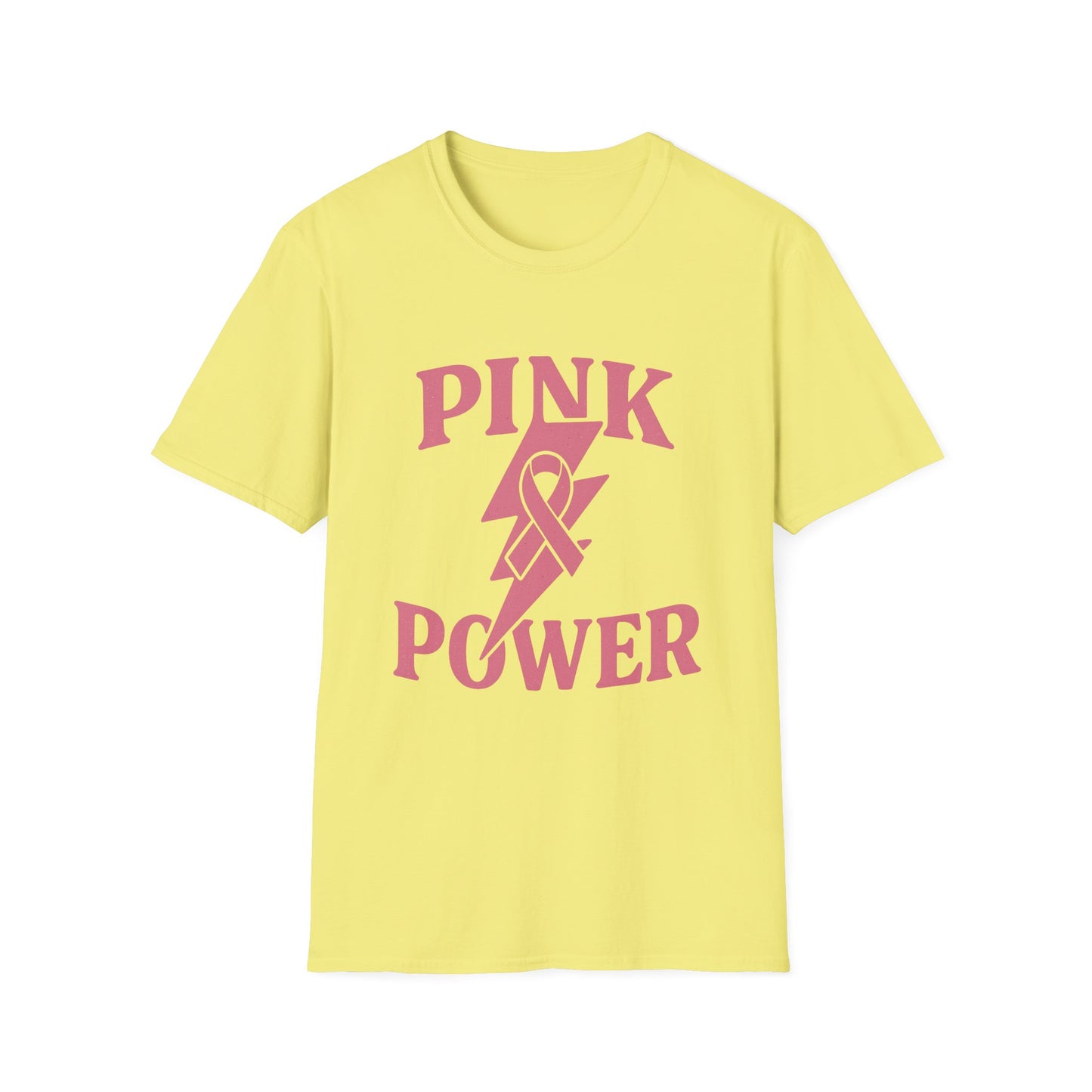Pink Power Shirt | Breast Cancer Awareness Lightning Ribbon Tee | Survivor Fighter Strong Support Hope T-Shirt October Month