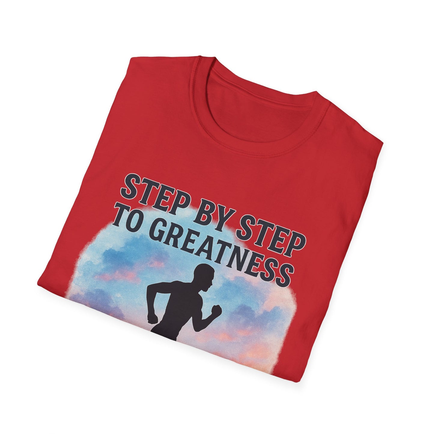 Step by Step to Greatness T-Shirt – Runner Silhouette Motivational Fitness Tee