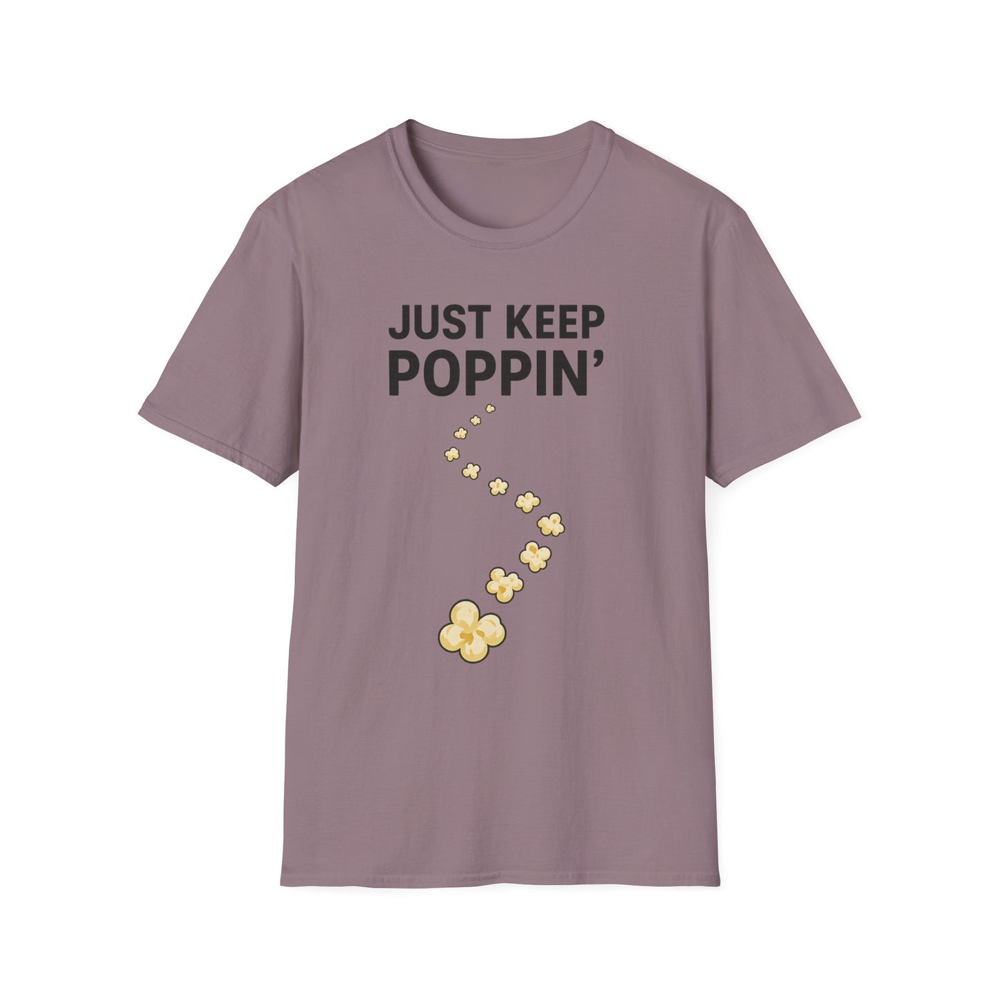 Just Keep Poppin’ Shirt – Funny Popcorn Lover Tee – Retro Movie Night T-Shirt for Snack Fans & Cinema Lovers