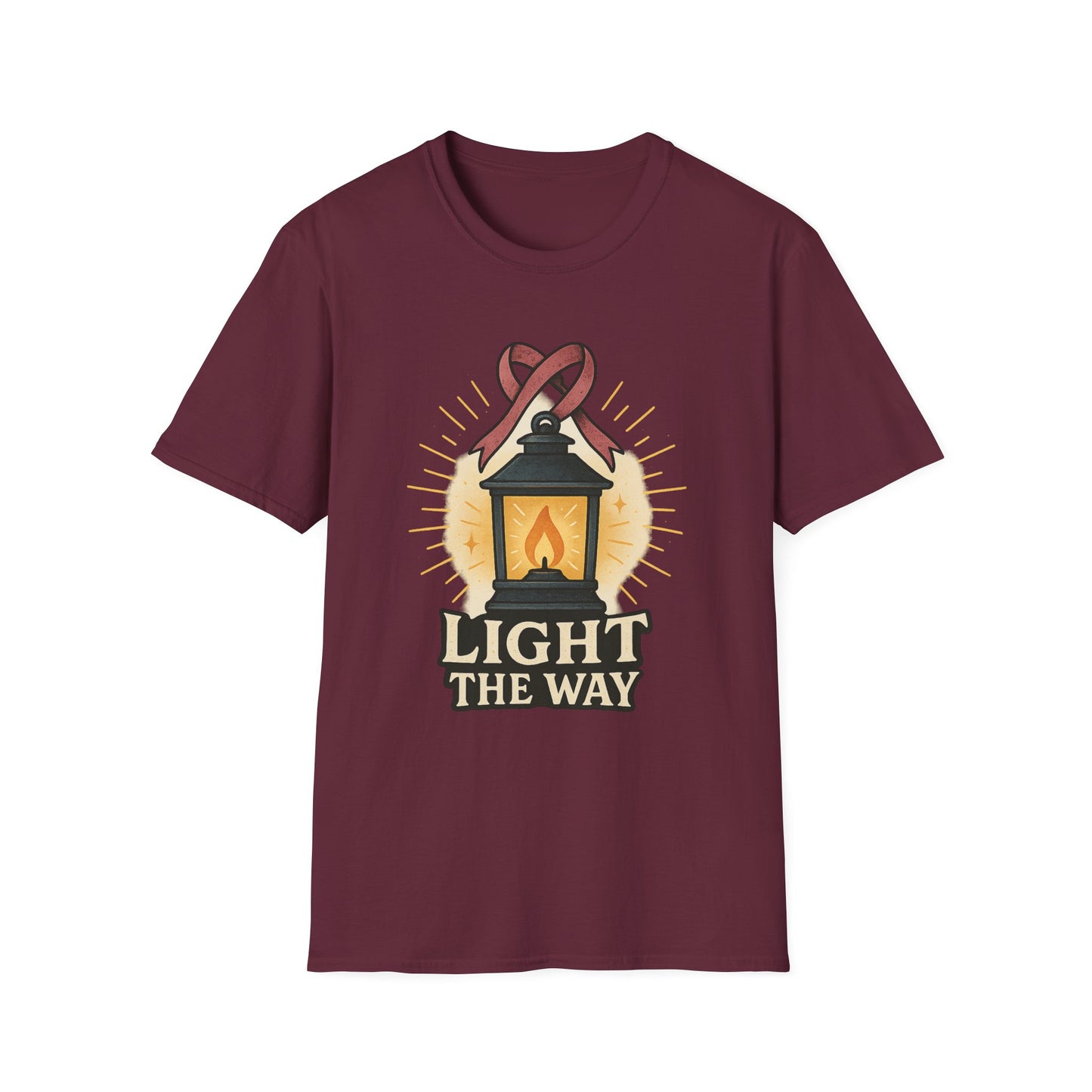 Light the Way Shirt | Breast Cancer Awareness Pink Ribbon Lantern Tee | Hope Support Survivor Fighter T-Shirt October Strong