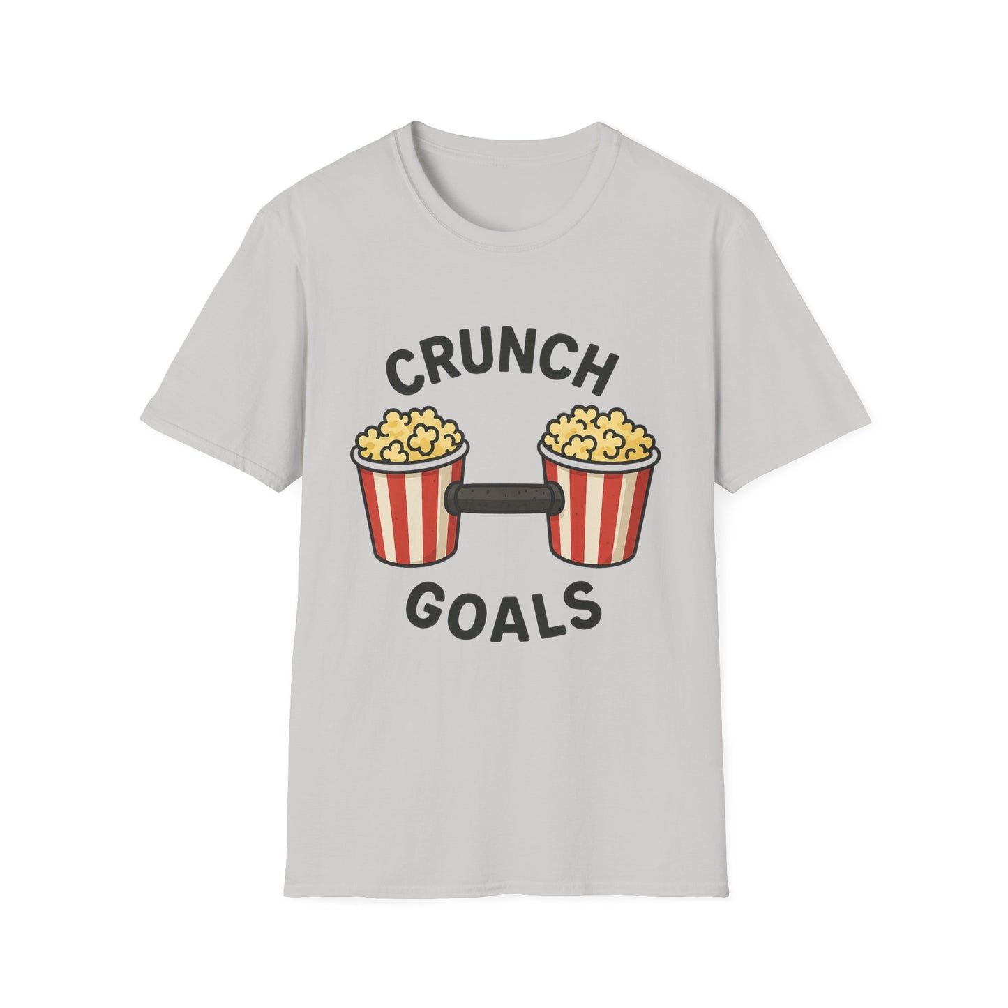 Crunch Goals Popcorn Shirt – Funny Fitness Pun Tee – Retro Popcorn Lover T-Shirt for Movie Nights & Snack Fans
