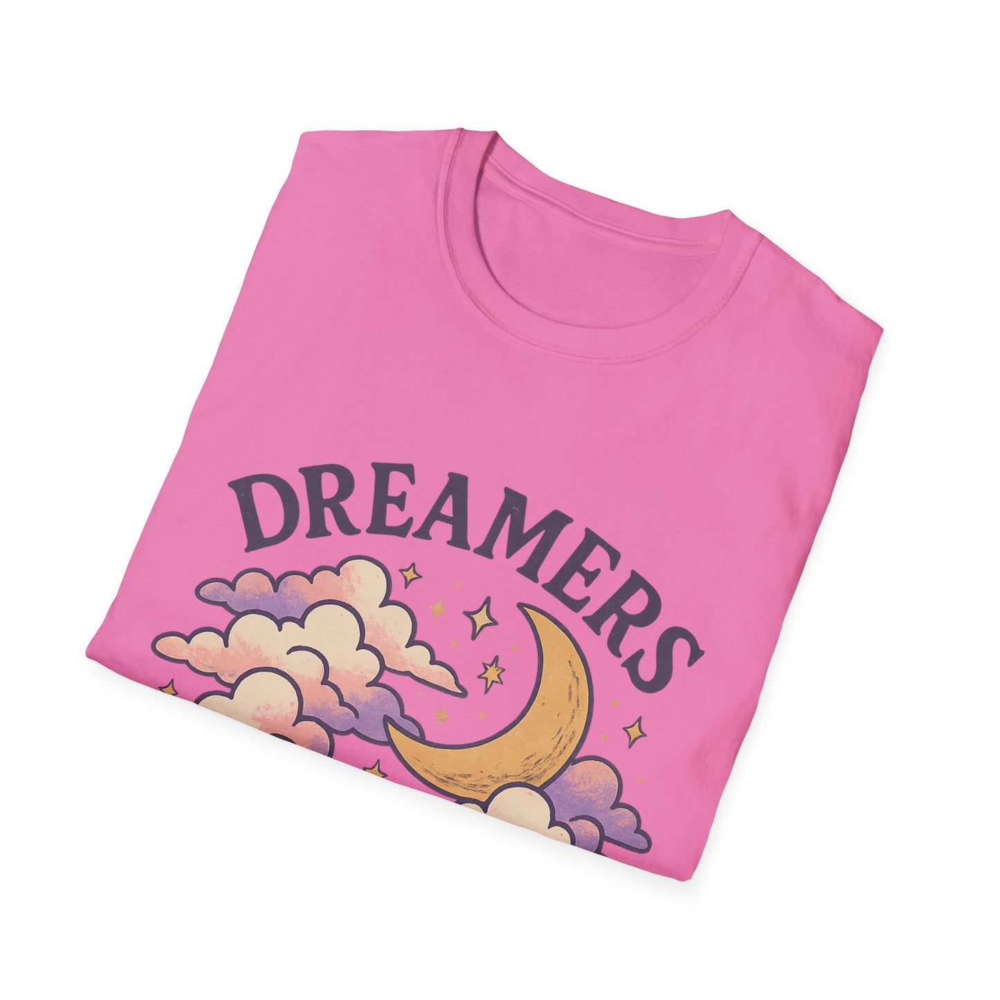 Dreamers Unite T-Shirt – Whimsical Moon & Clouds Inspirational Dreamer Tee