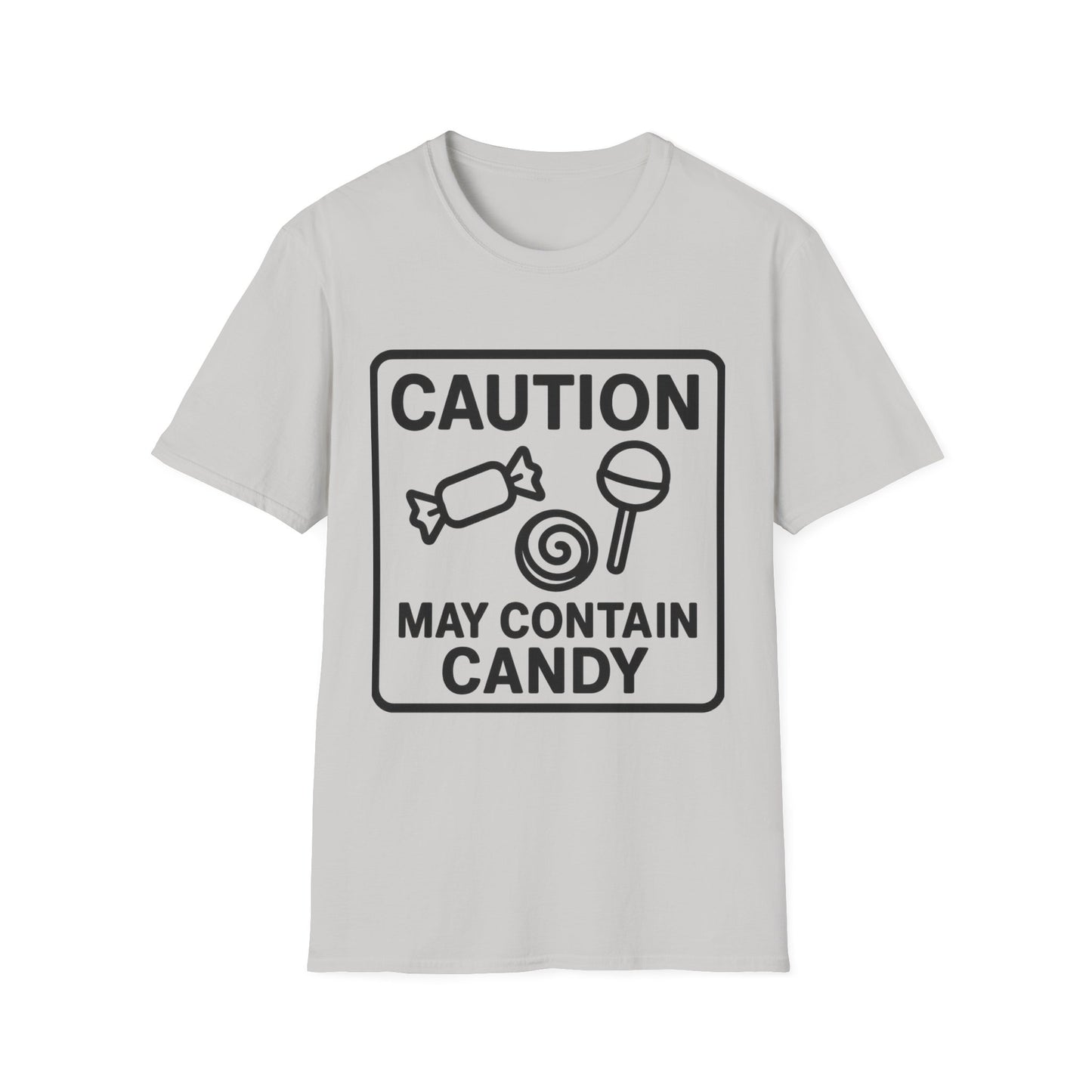 Caution May Contain Candy Shirt – Funny Trick or Treat Warning Tee
