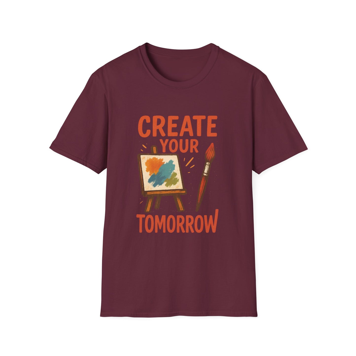 Create Your Tomorrow T-Shirt – Artistic Paintbrush & Canvas Motivational Artist Tee