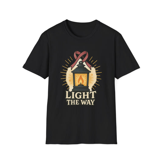 Light the Way Shirt | Breast Cancer Awareness Pink Ribbon Lantern Tee | Hope Support Survivor Fighter T-Shirt October Strong