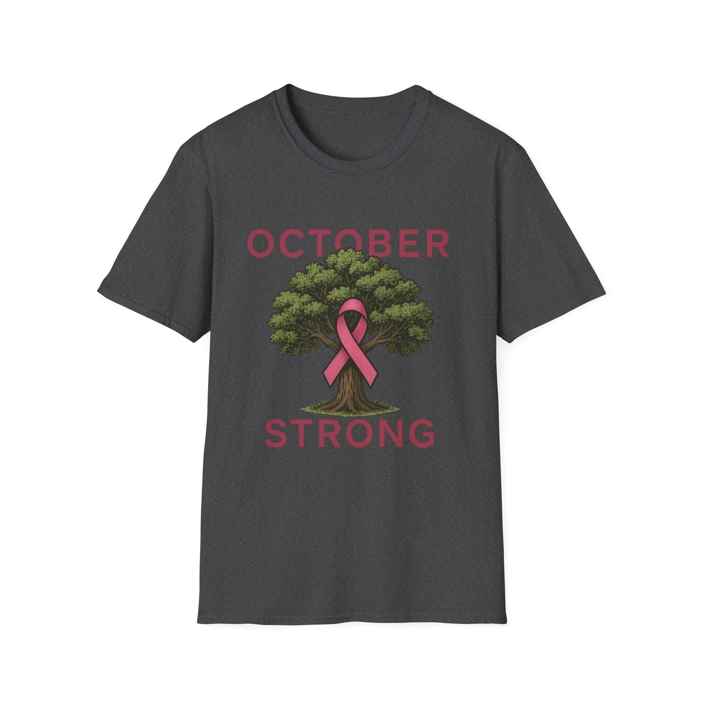 October Strong Shirt | Breast Cancer Awareness Pink Ribbon Tree Tee | Survivor Fighter Support T-Shirt Hope Strength Courage