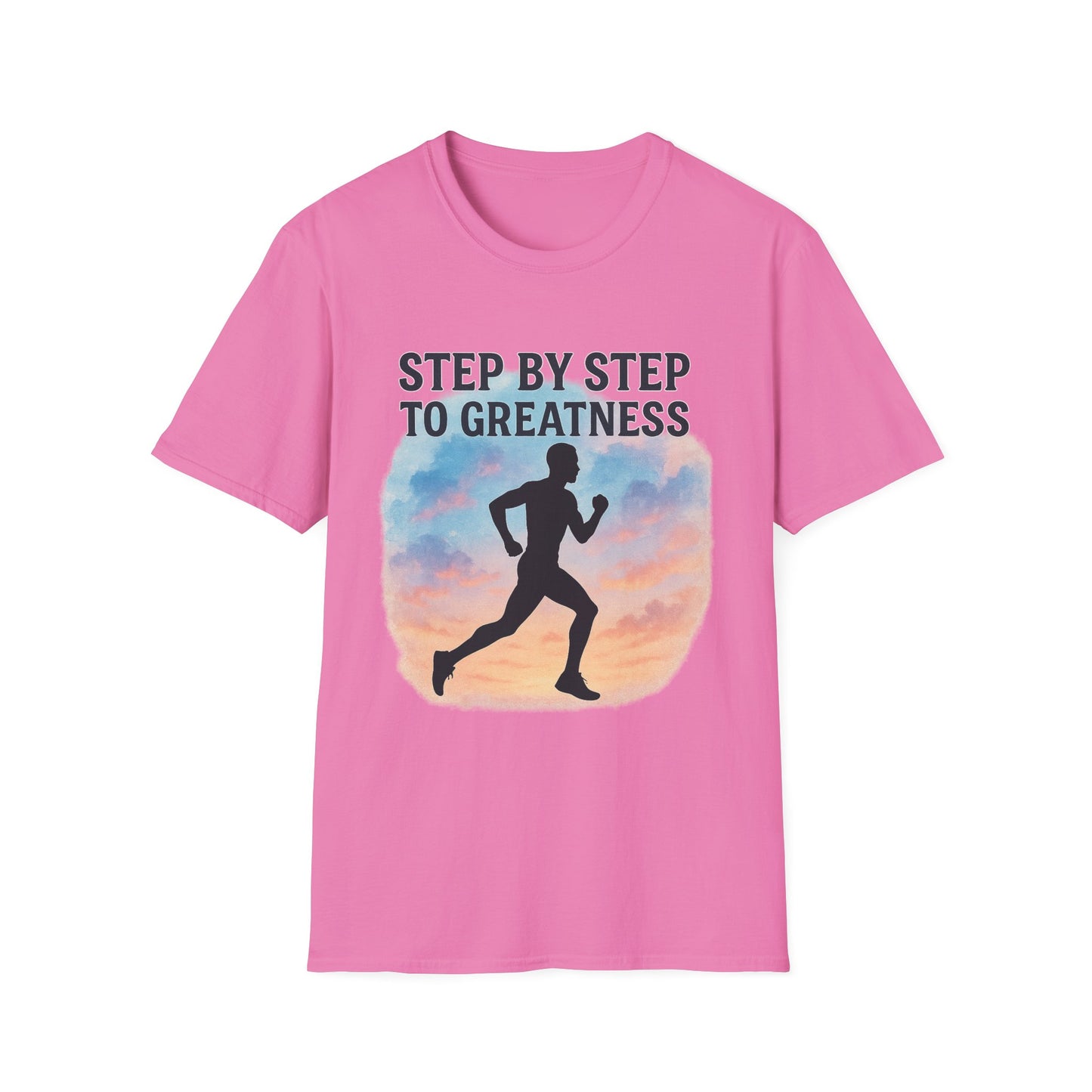 Step by Step to Greatness T-Shirt – Runner Silhouette Motivational Fitness Tee