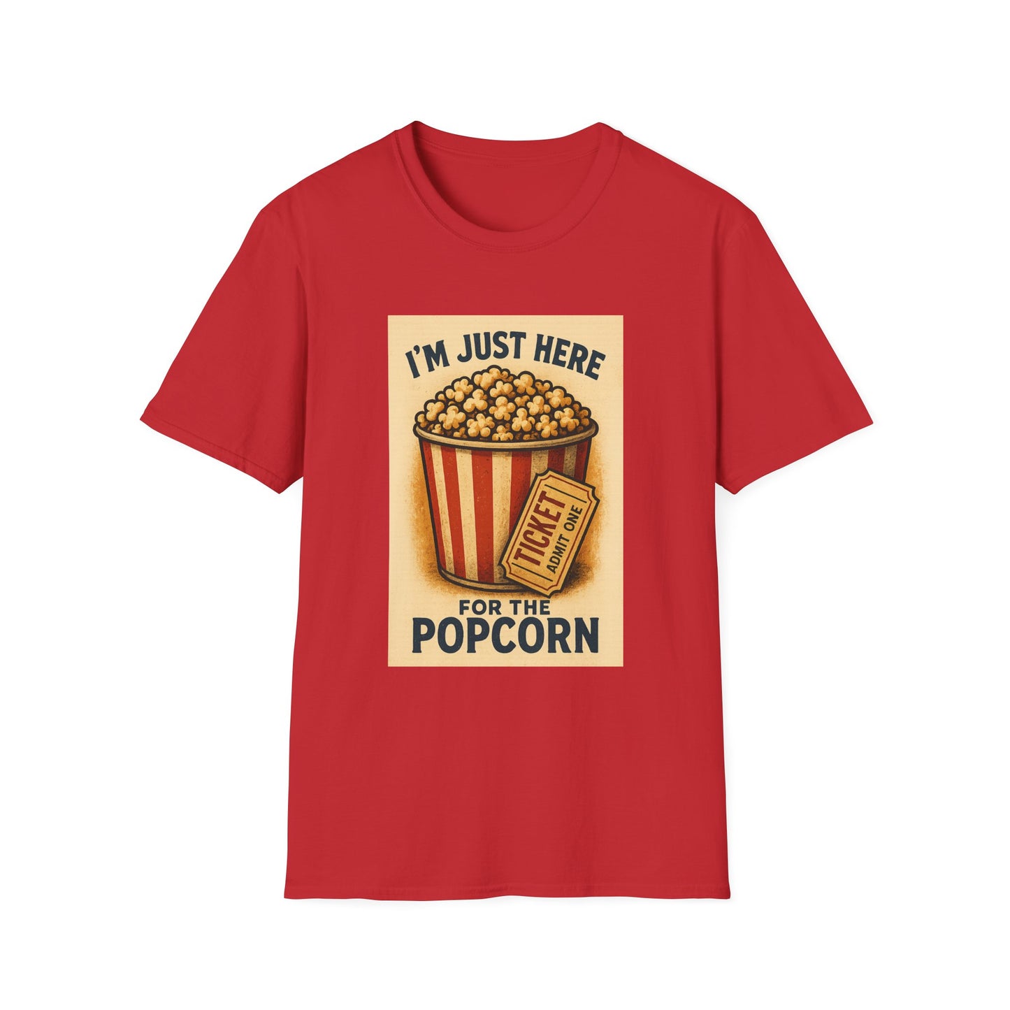 I’m Just Here for the Popcorn Shirt – Funny Movie Night Tee – Retro Popcorn Bucket T-Shirt for Theater & Film Fans