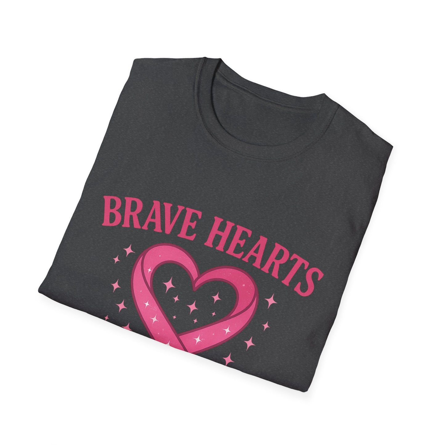 Brave Hearts Wear Pink Shirt | Breast Cancer Awareness Heart Ribbon Tee | Survivor Fighter Support Hope T-Shirt October Strong