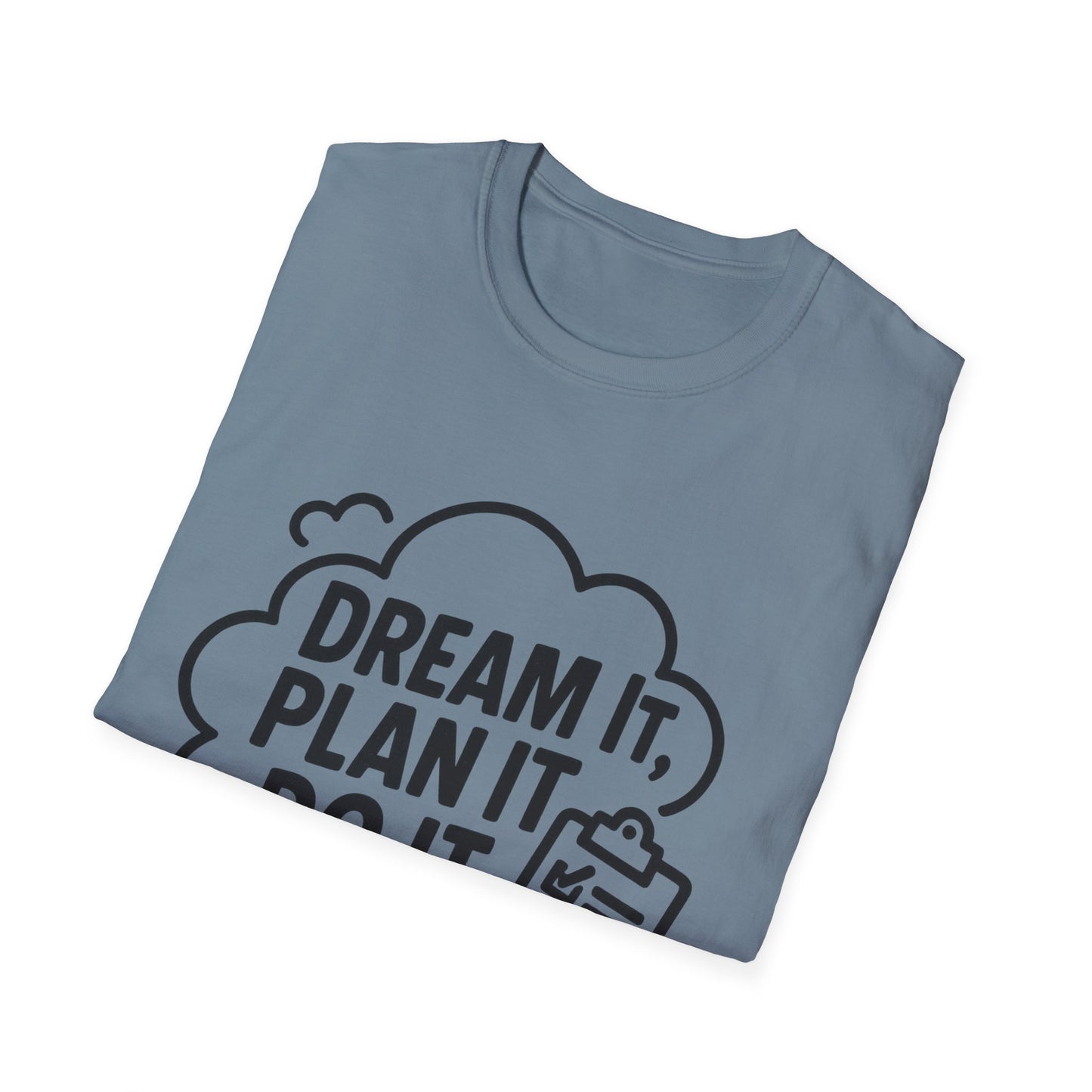Dream It Plan It Do It T-Shirt – Inspirational Checklist Cloud Graphic Motivational Tee
