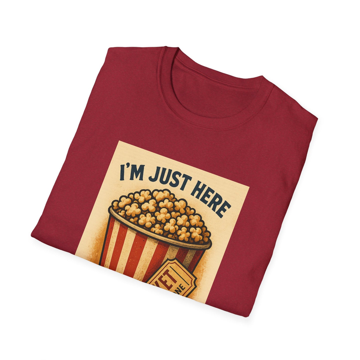 I’m Just Here for the Popcorn Shirt – Funny Movie Night Tee – Retro Popcorn Bucket T-Shirt for Theater & Film Fans