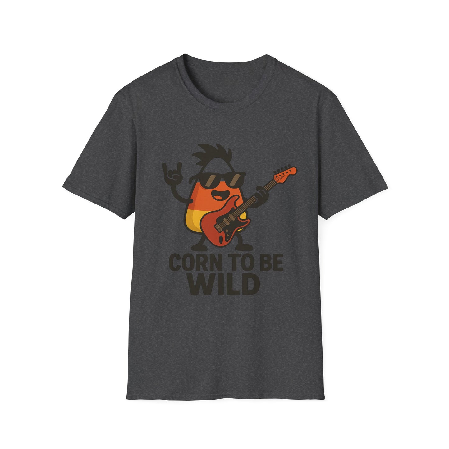 Corn to Be Wild Guitar Shirt – Rock n’ Roll Candy Corn Graphic Tee, Funny Halloween Band Top