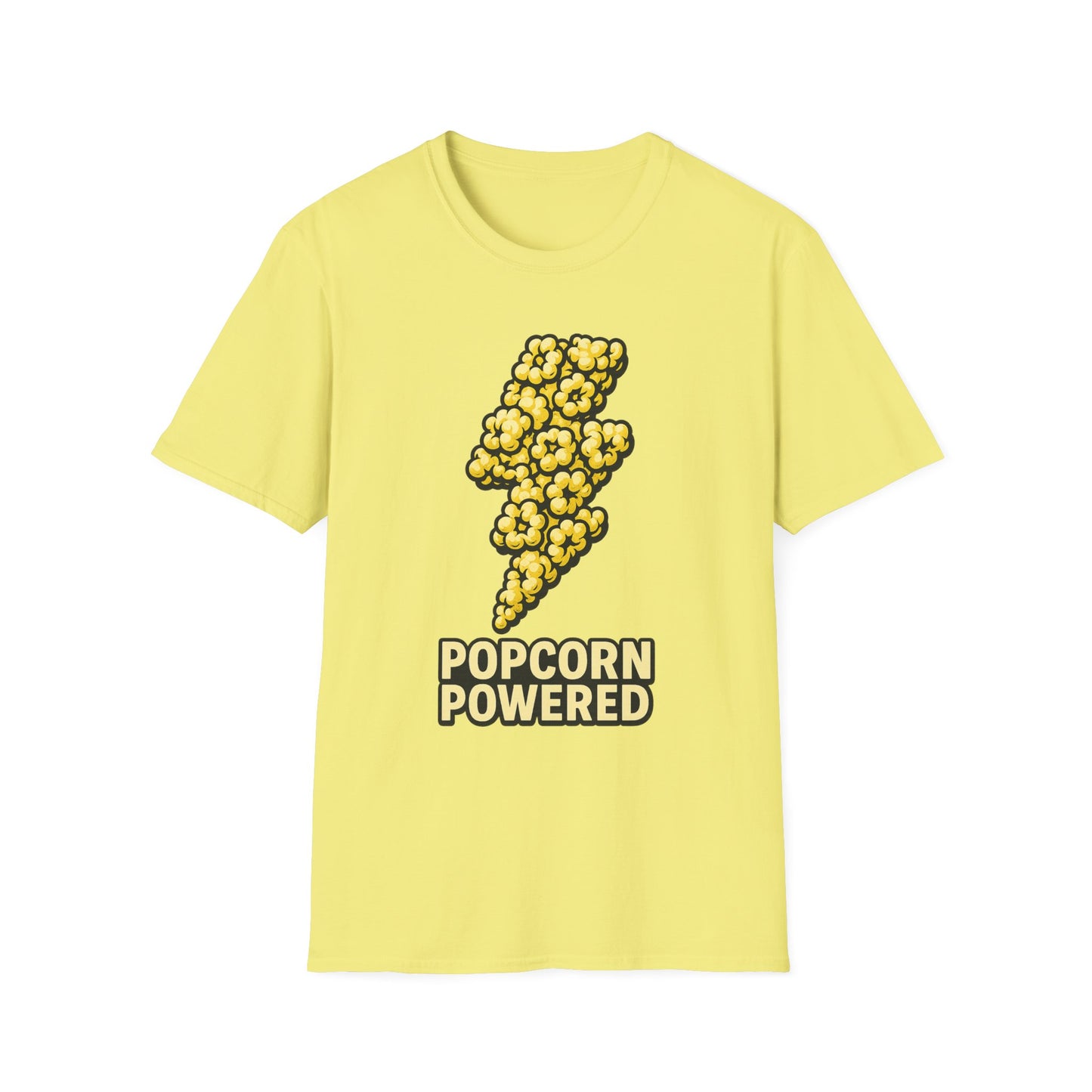 Popcorn Powered Shirt – Funny Movie Snack Tee – Retro Popcorn Lover T-Shirt for Cinema Nights & Foodie Fans