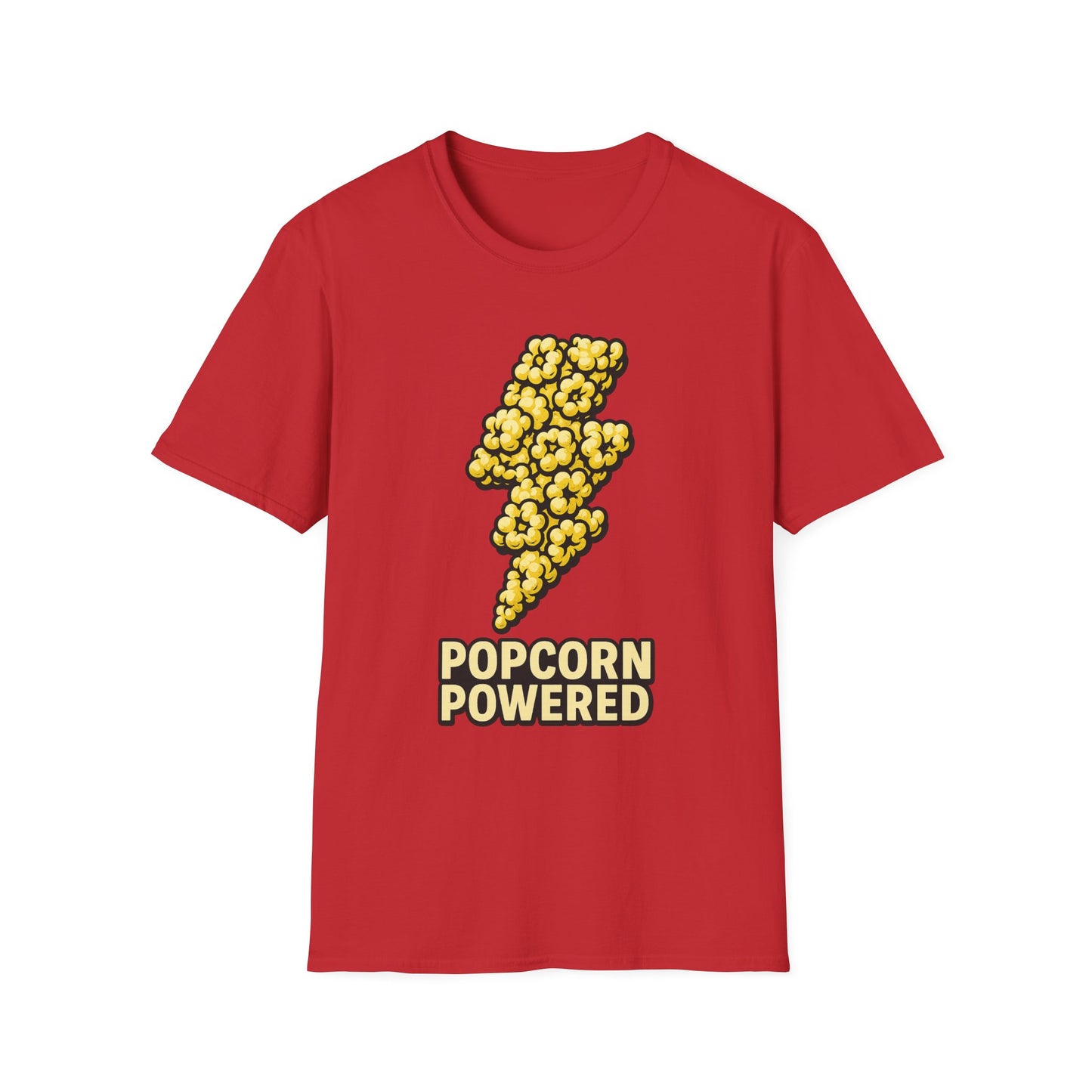 Popcorn Powered Shirt – Funny Movie Snack Tee – Retro Popcorn Lover T-Shirt for Cinema Nights & Foodie Fans