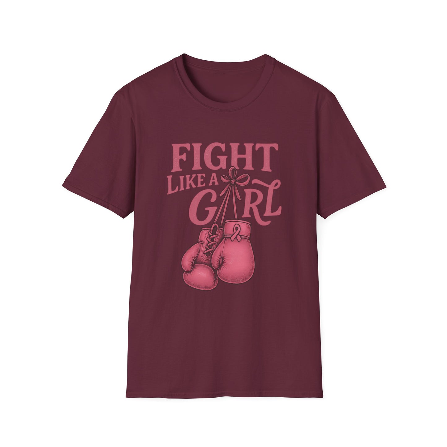 Fight Like a Girl Shirt | Breast Cancer Awareness Boxing Gloves Tee | Pink Ribbon Strength Support T-Shirt Survivor Fighter