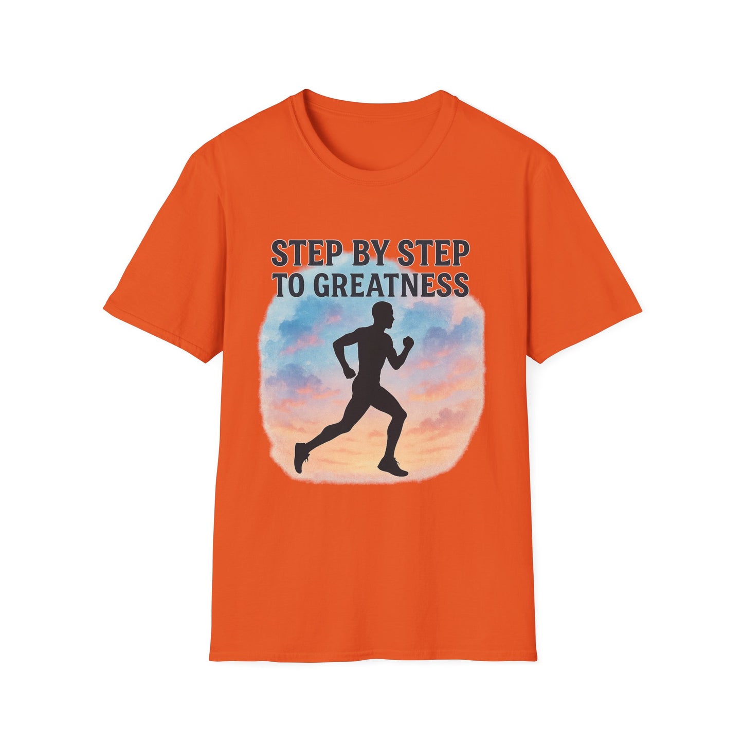 Step by Step to Greatness T-Shirt – Runner Silhouette Motivational Fitness Tee