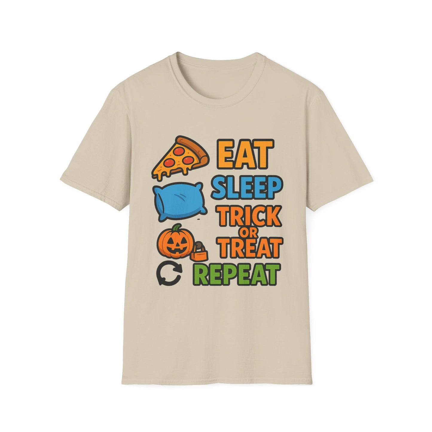 Eat Sleep Trick or Treat Repeat Shirt – Funny Halloween Candy Tee