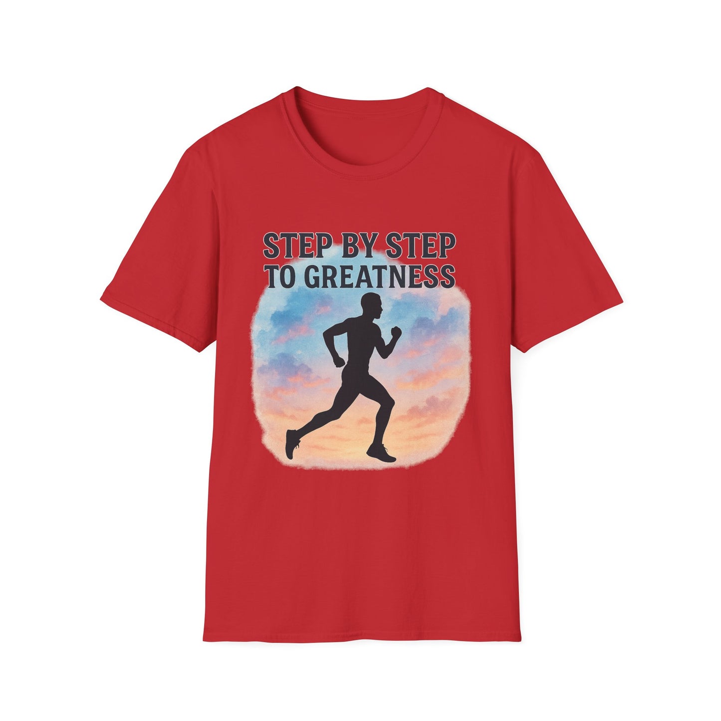 Step by Step to Greatness T-Shirt – Runner Silhouette Motivational Fitness Tee