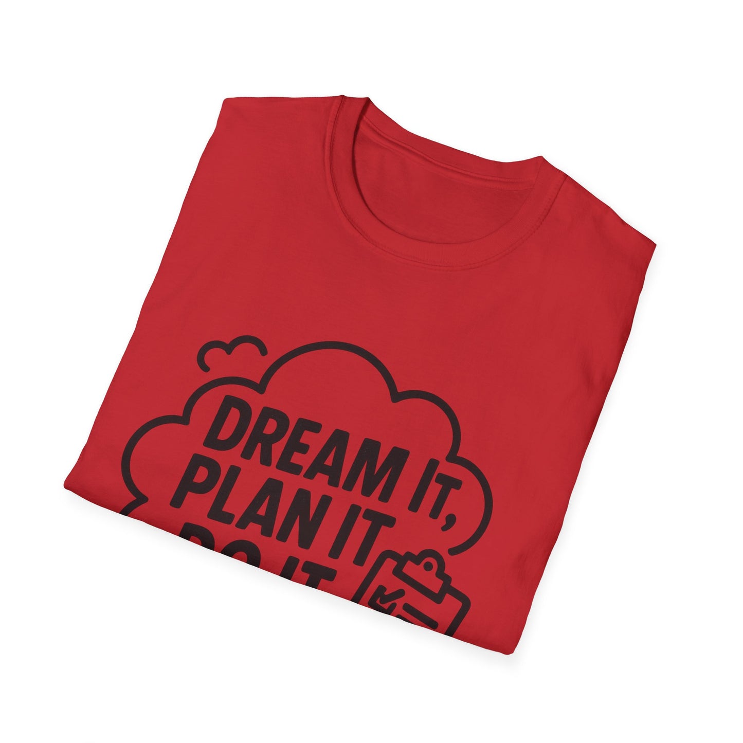 Dream It Plan It Do It T-Shirt – Inspirational Checklist Cloud Graphic Motivational Tee
