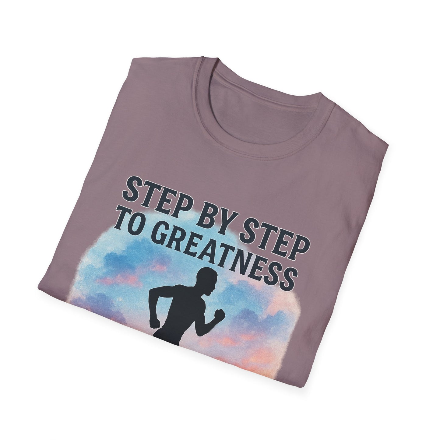 Step by Step to Greatness T-Shirt – Runner Silhouette Motivational Fitness Tee