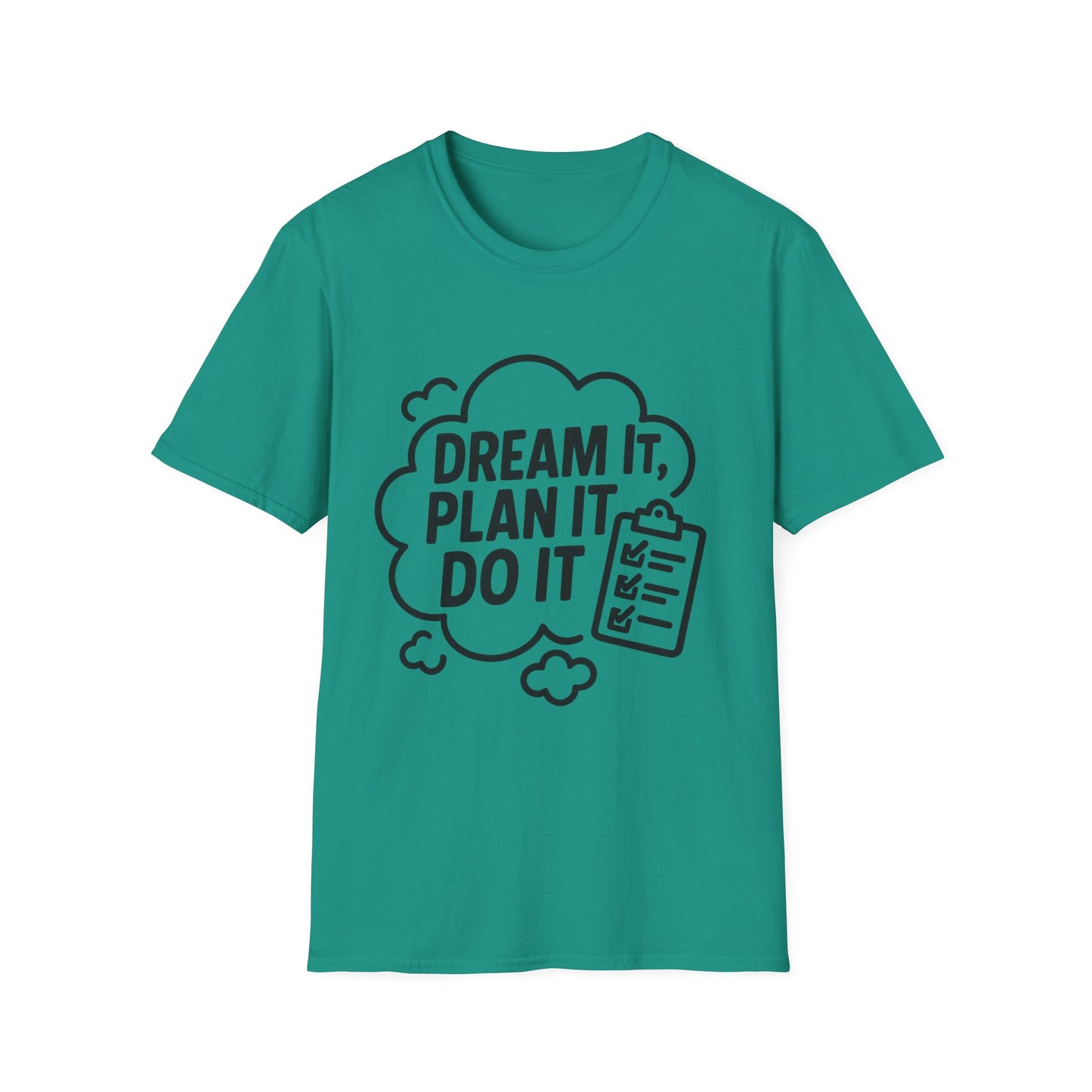 Dream It Plan It Do It T-Shirt – Inspirational Checklist Cloud Graphic Motivational Tee